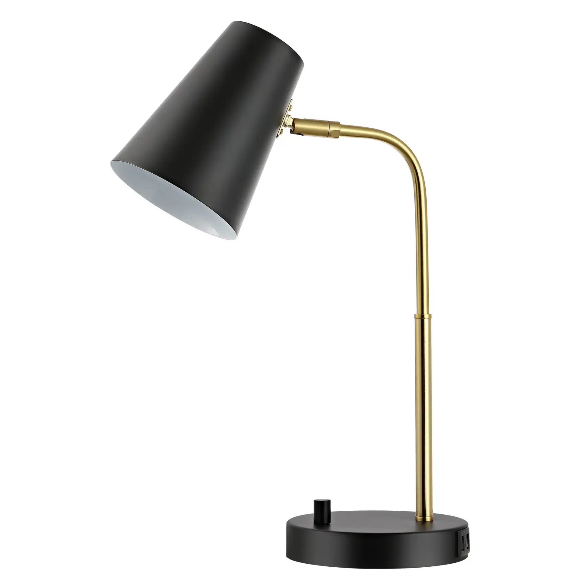 Arynn Table Lamp With Usb in Black / Brass, detail view