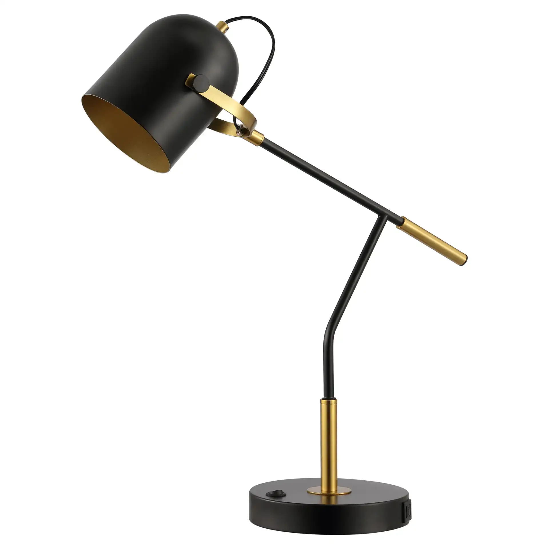 Mulaney Table Lamp With Usb in Black / Brass, detail view
