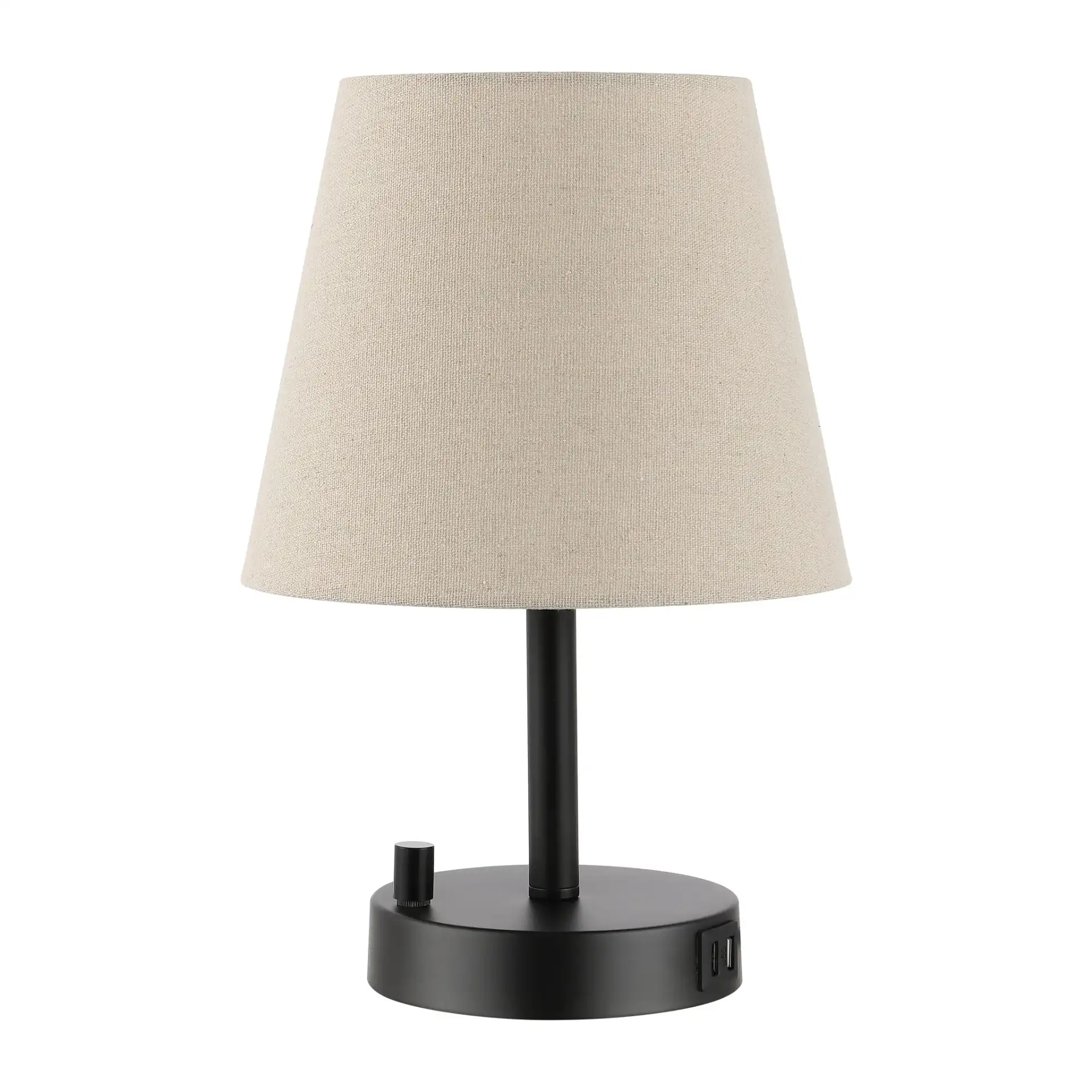 Dexter Table Lamp With Usb in Black, detail view