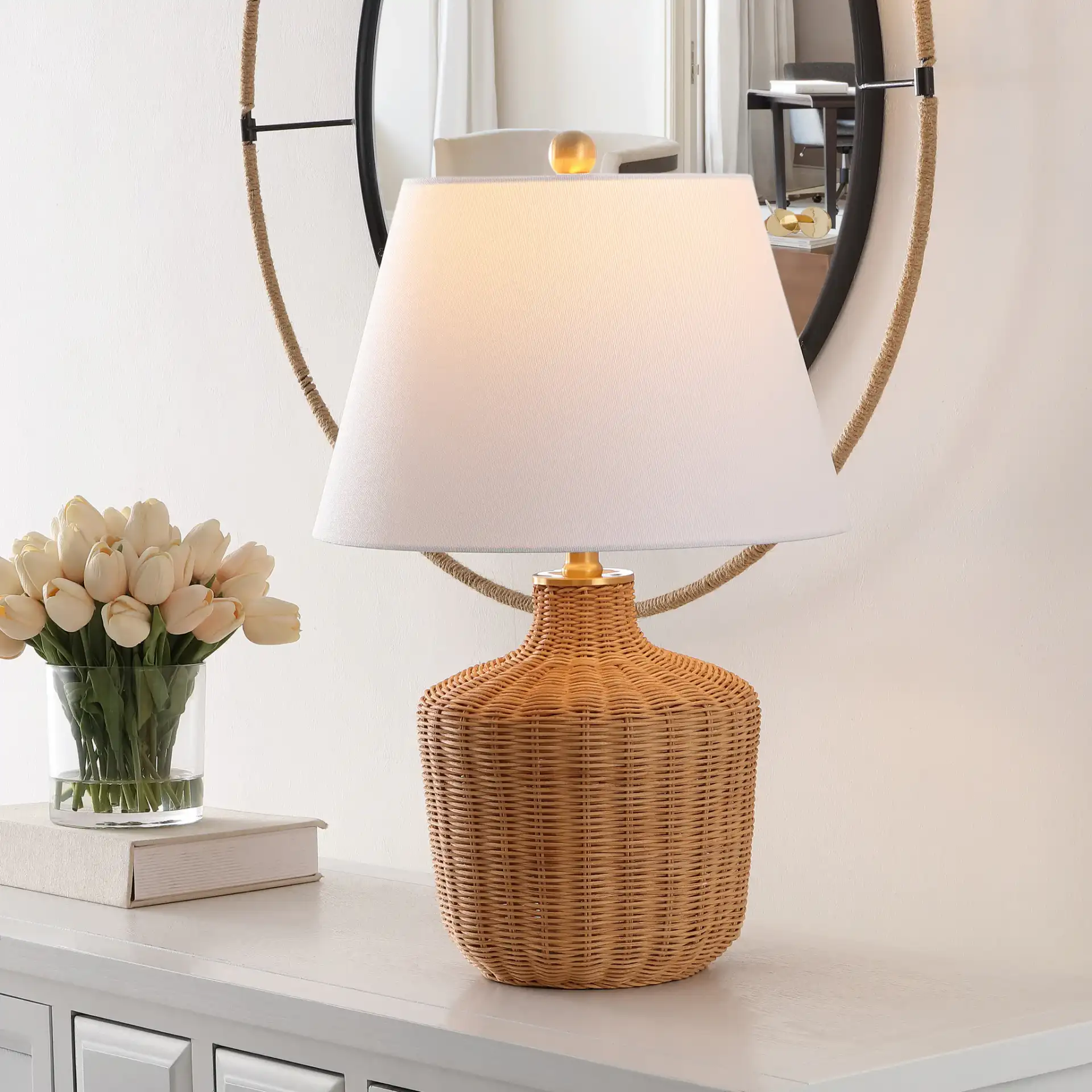 Saolia Table Lamp in Natural in a styled room