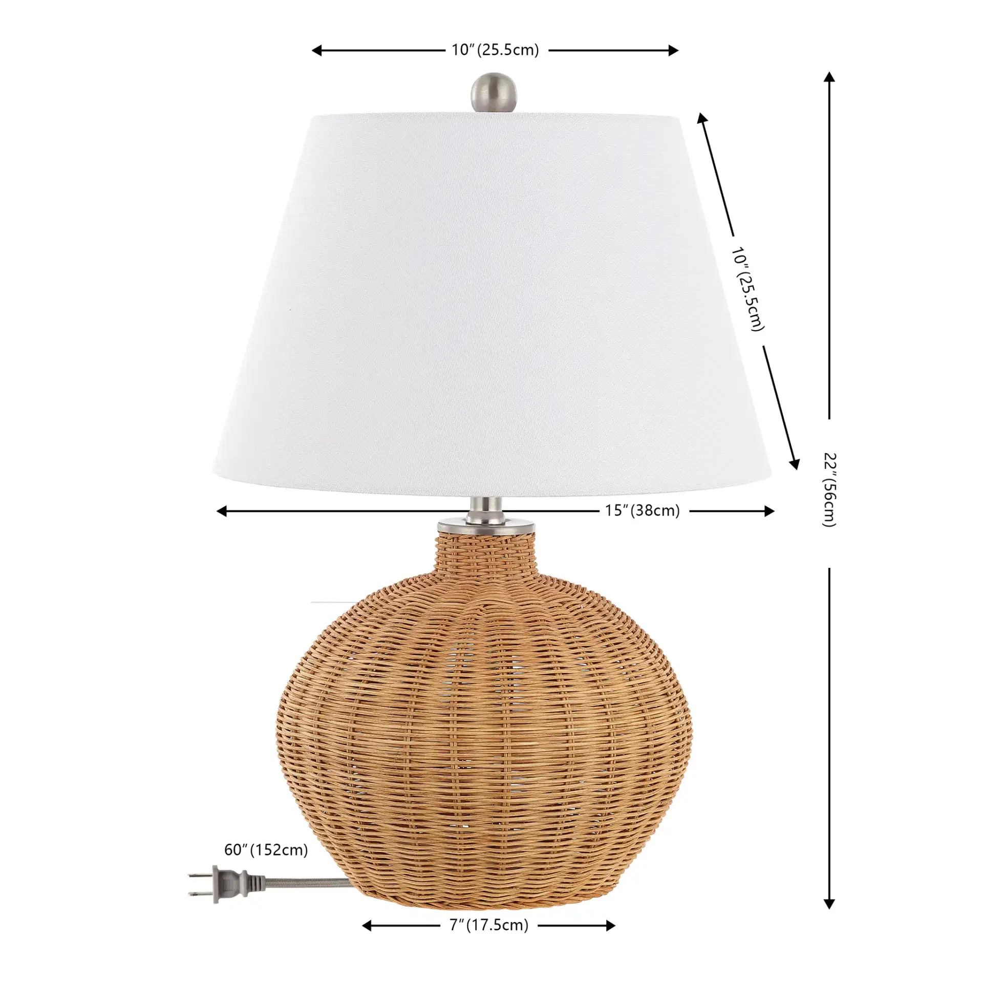 Juana Rattan Table Lamp in Natural, detail view
