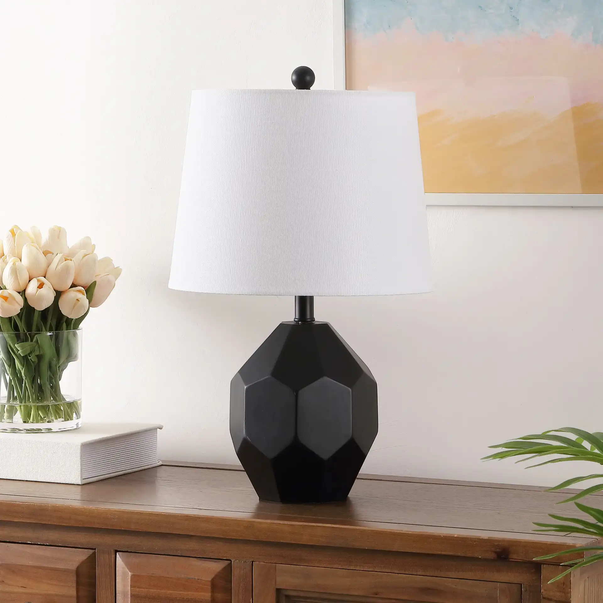 Danilo Table Lamp in Black in a styled room