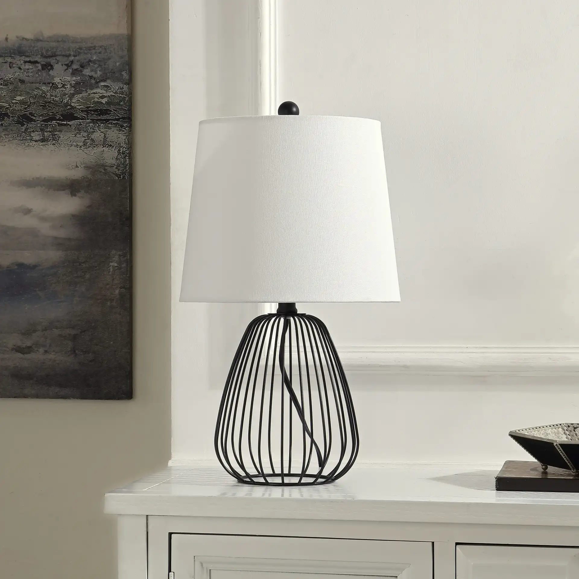 Seine Table Lamp in Black in a styled room