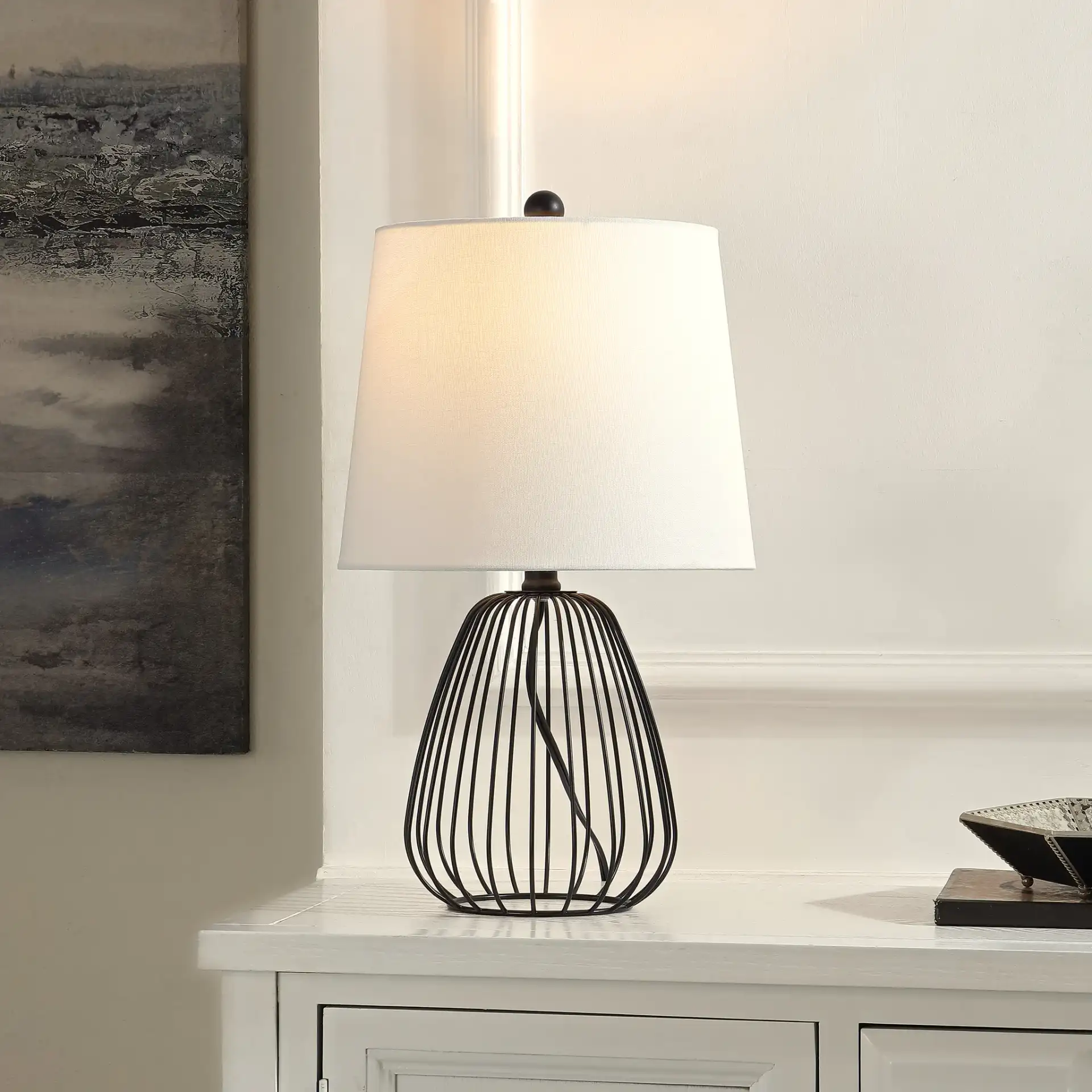 Seine Table Lamp in Black in a styled room