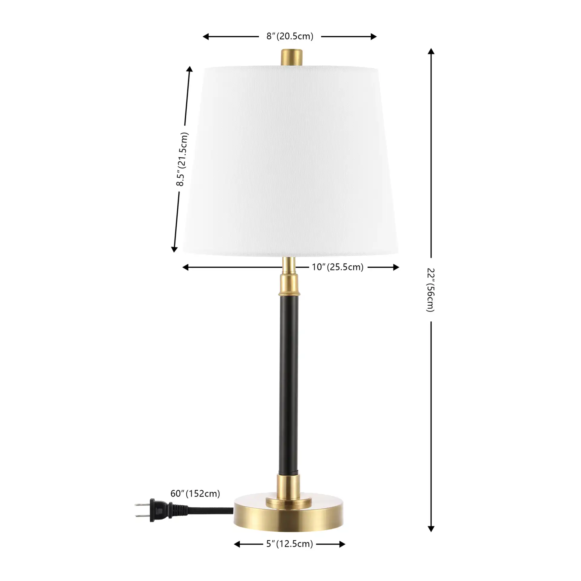 Vitale Table Lamp in Black / Brass, detail view
