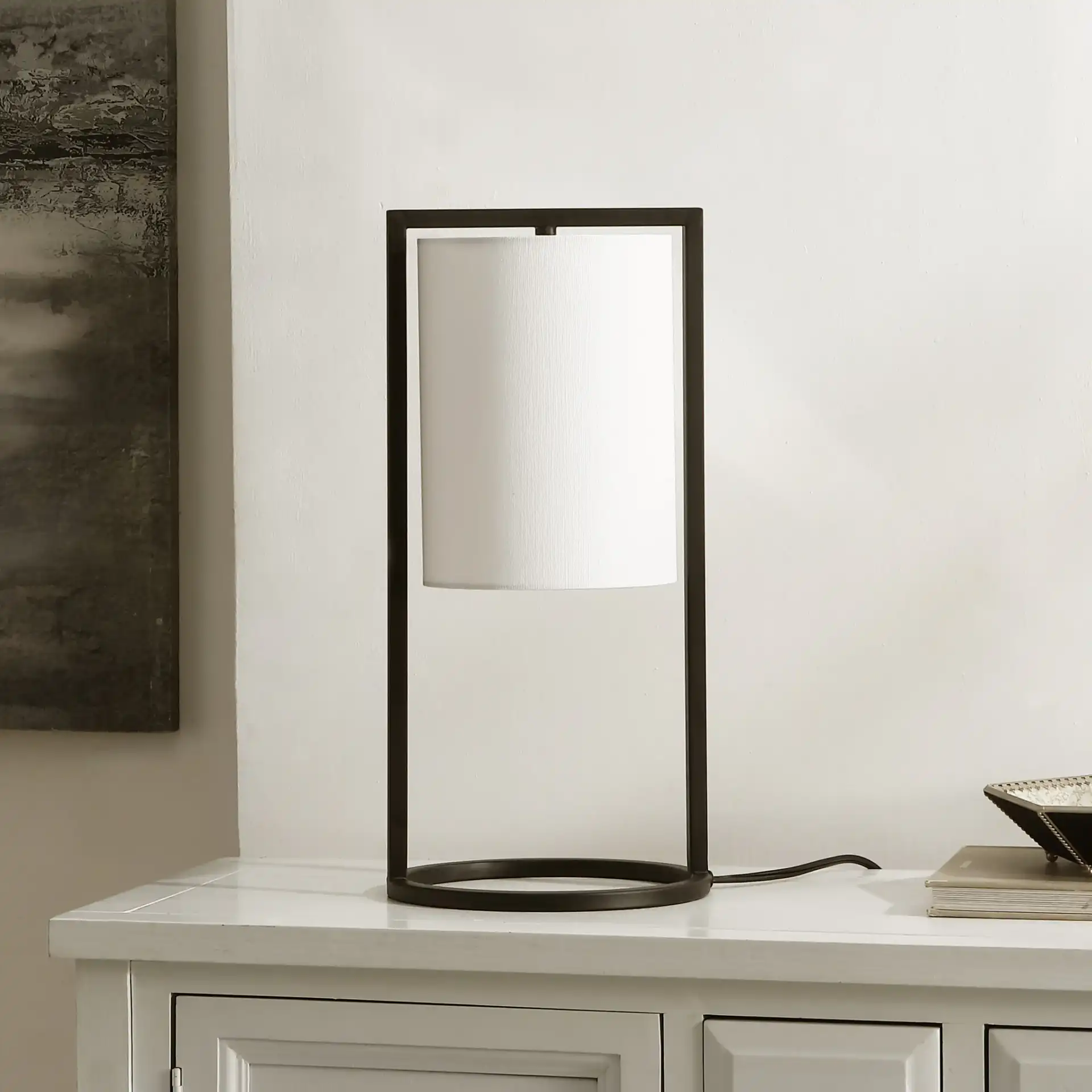 Tamiko Table Lamp in Black in a styled room