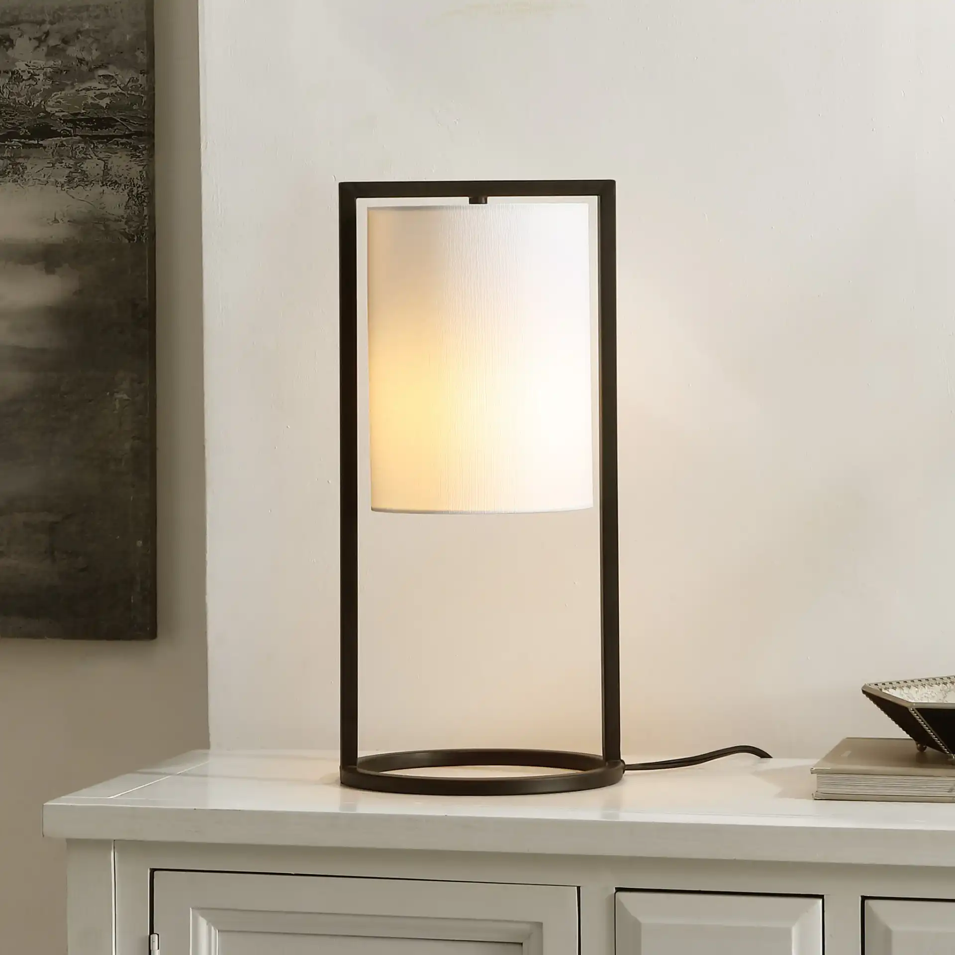 Tamiko Table Lamp in Black in a styled room