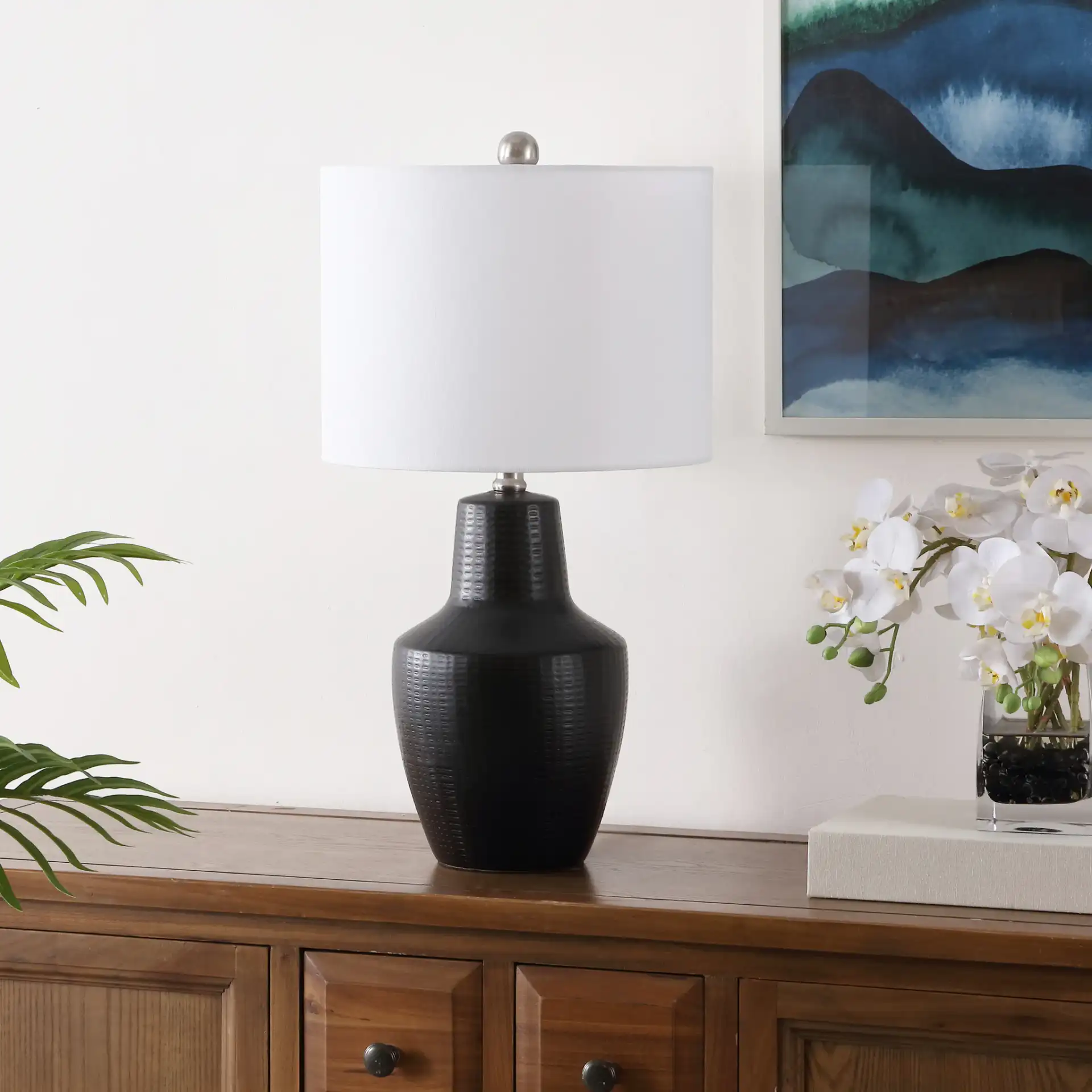Voetta Table Lamp in Black in a styled room