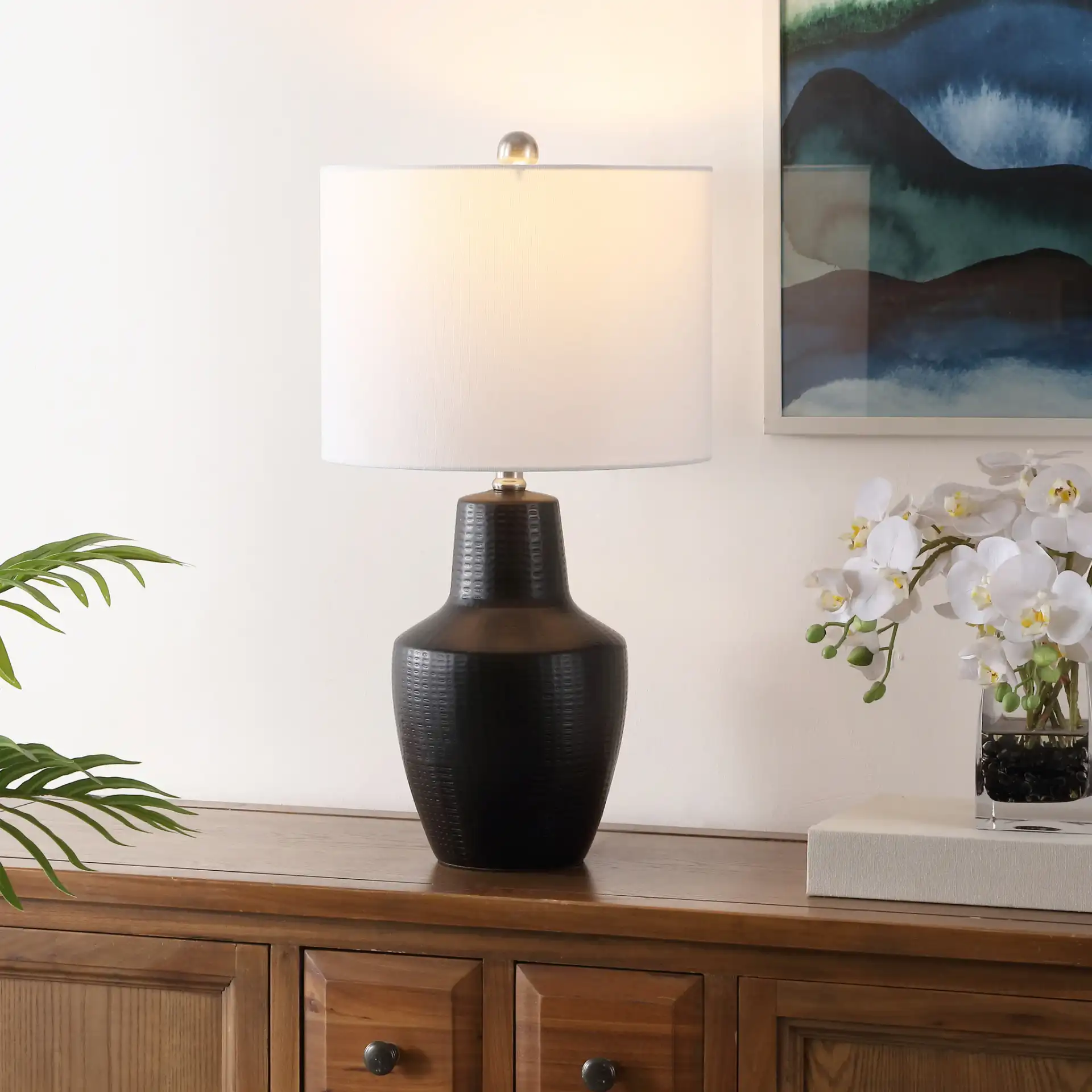 Voetta Table Lamp in Black in a styled room