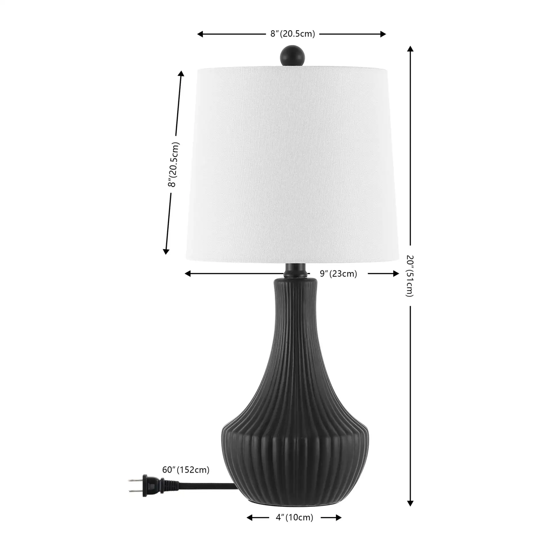 Herleva Table Lamp in Black, detail view