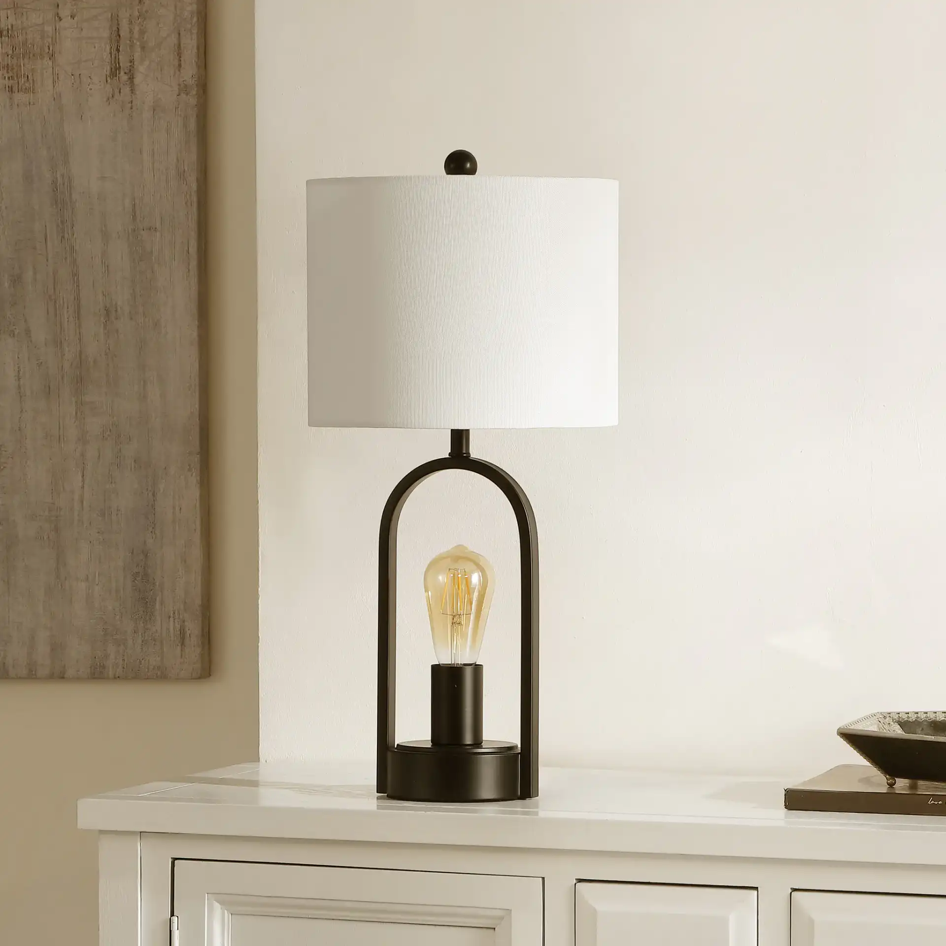 Faust Table Lamp in Black in a styled room