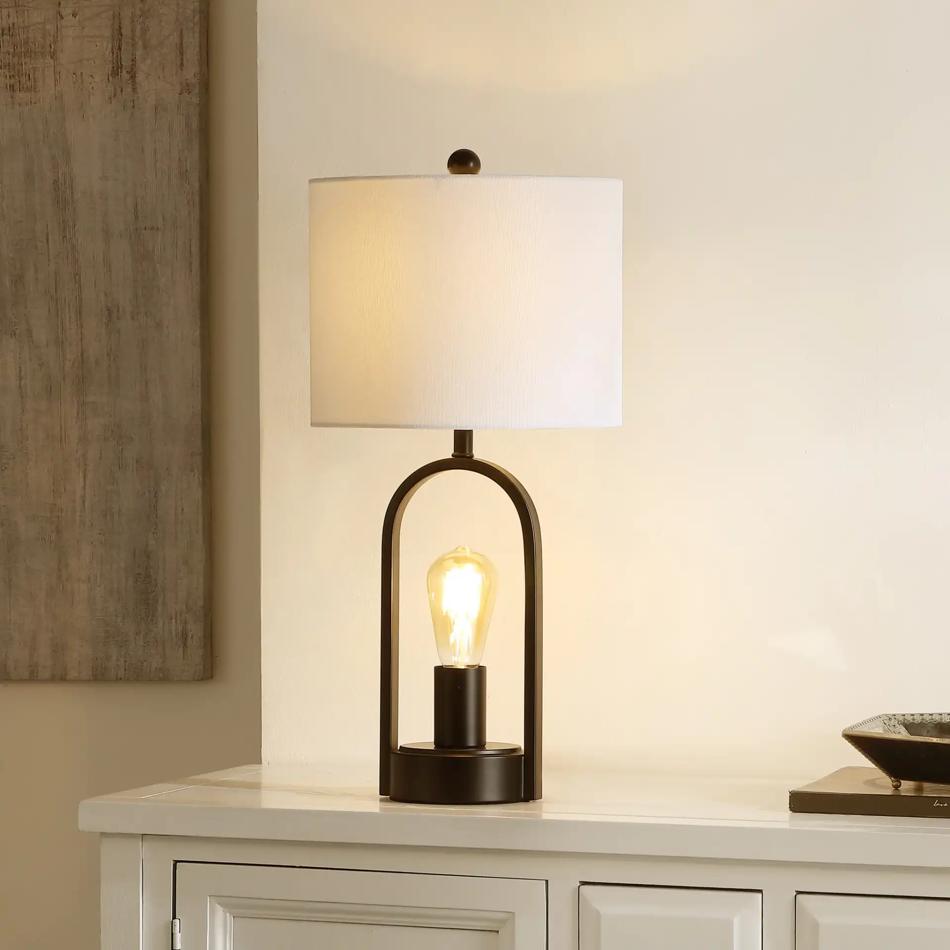 Faust Table Lamp in Black in a styled room