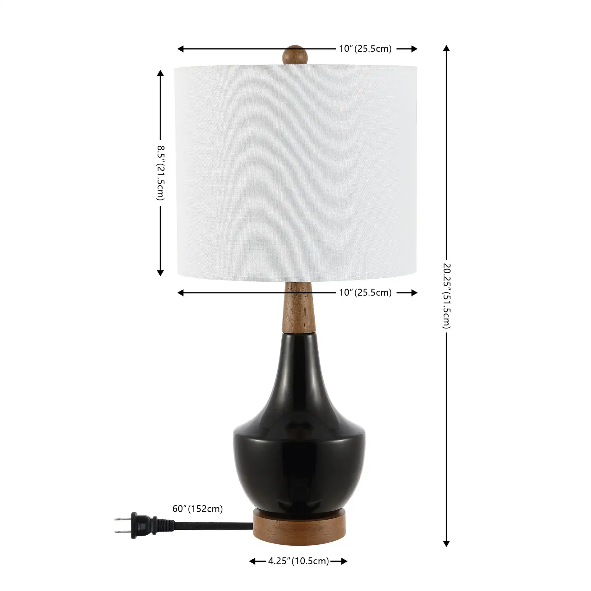 Edalyn Table Lamp in Black / Natural, detail view