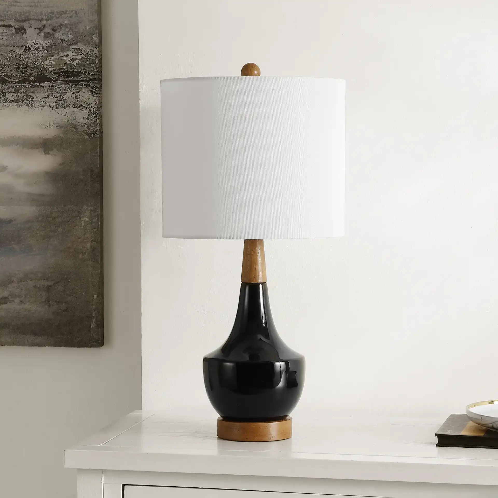 Edalyn Table Lamp in Black / Natural in a styled room