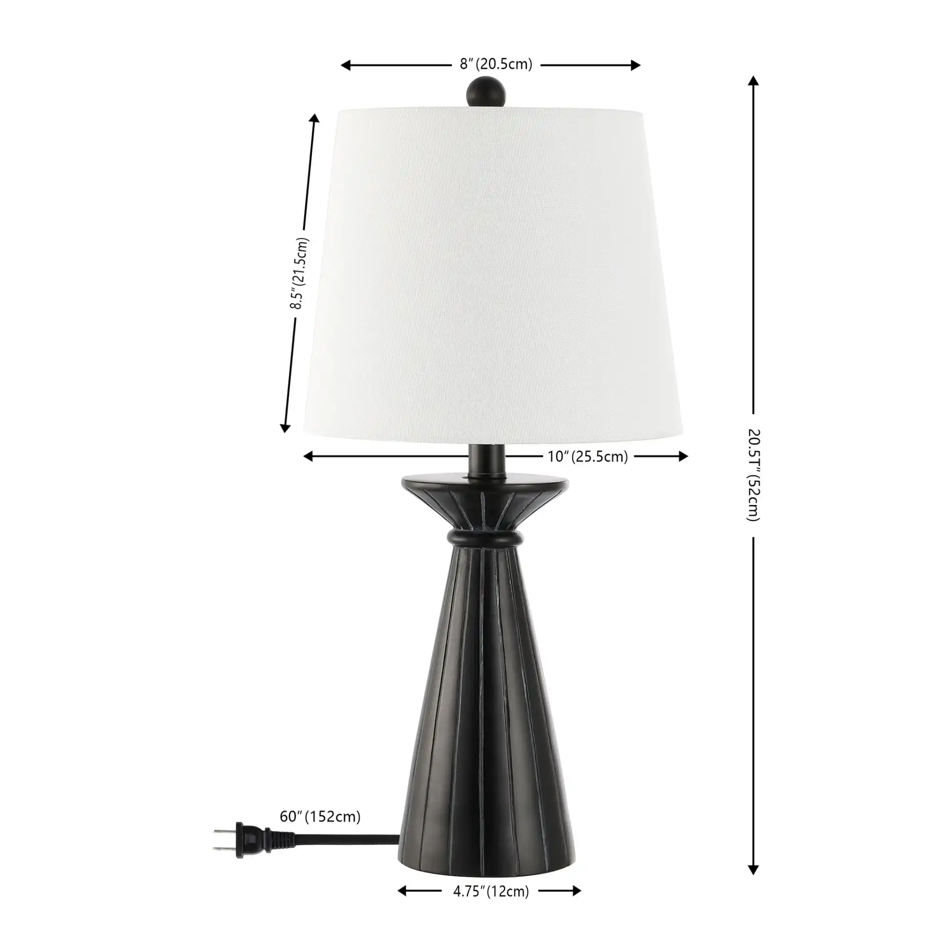 Raye Table Lamp in Black, detail view