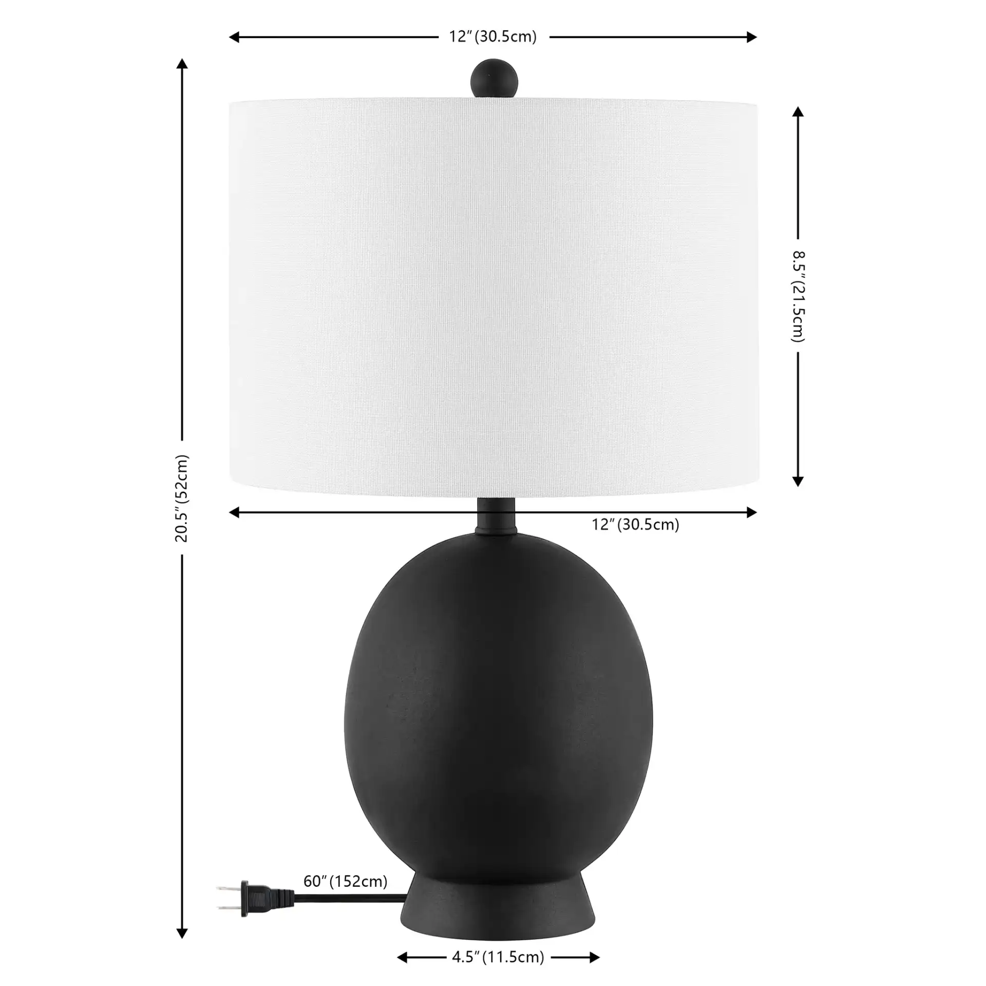 Muse Table Lamp in Black, detail view