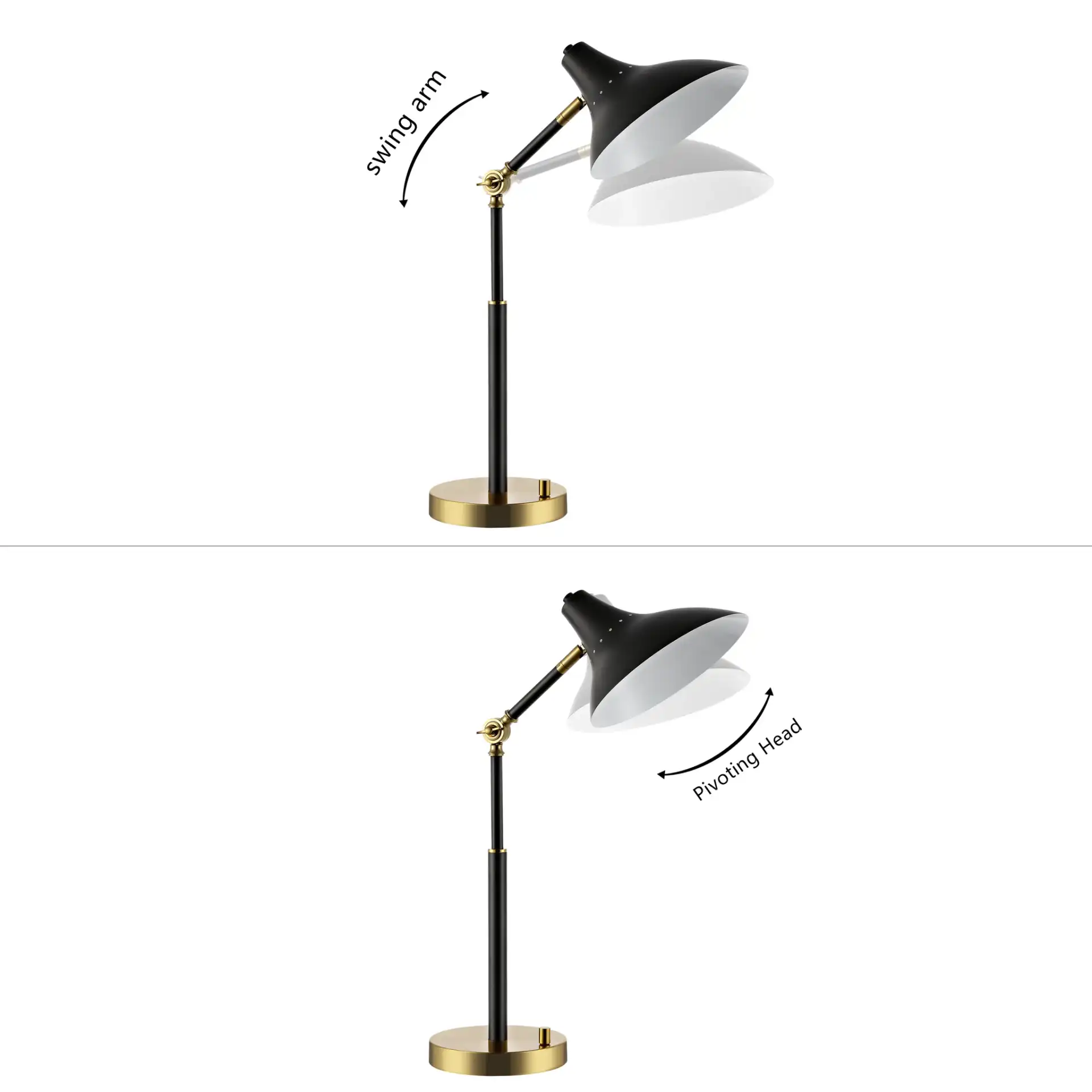 Author Table Lamp With Usb in Black / Brass, detail view