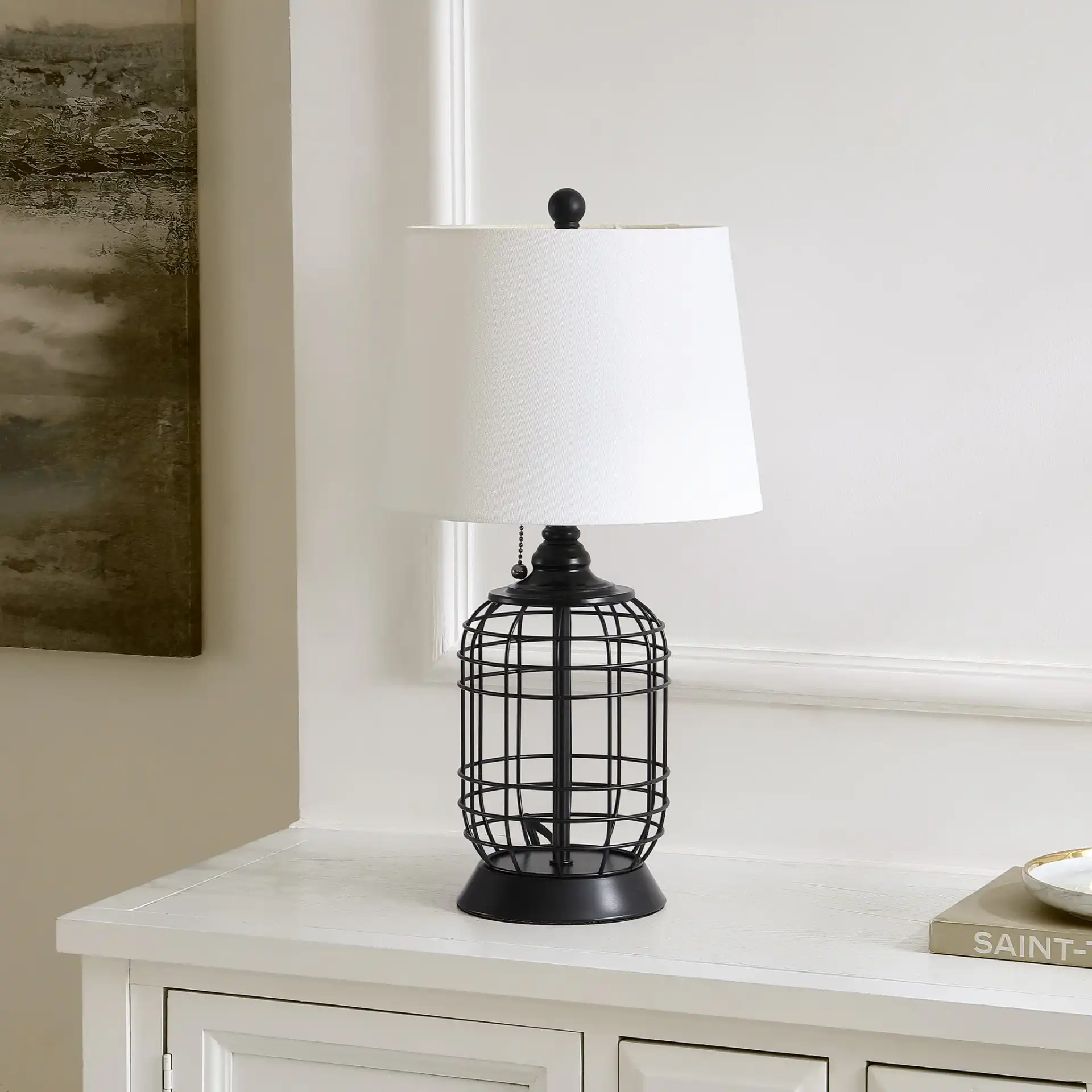 Pryce Table Lamp in Black in a styled room