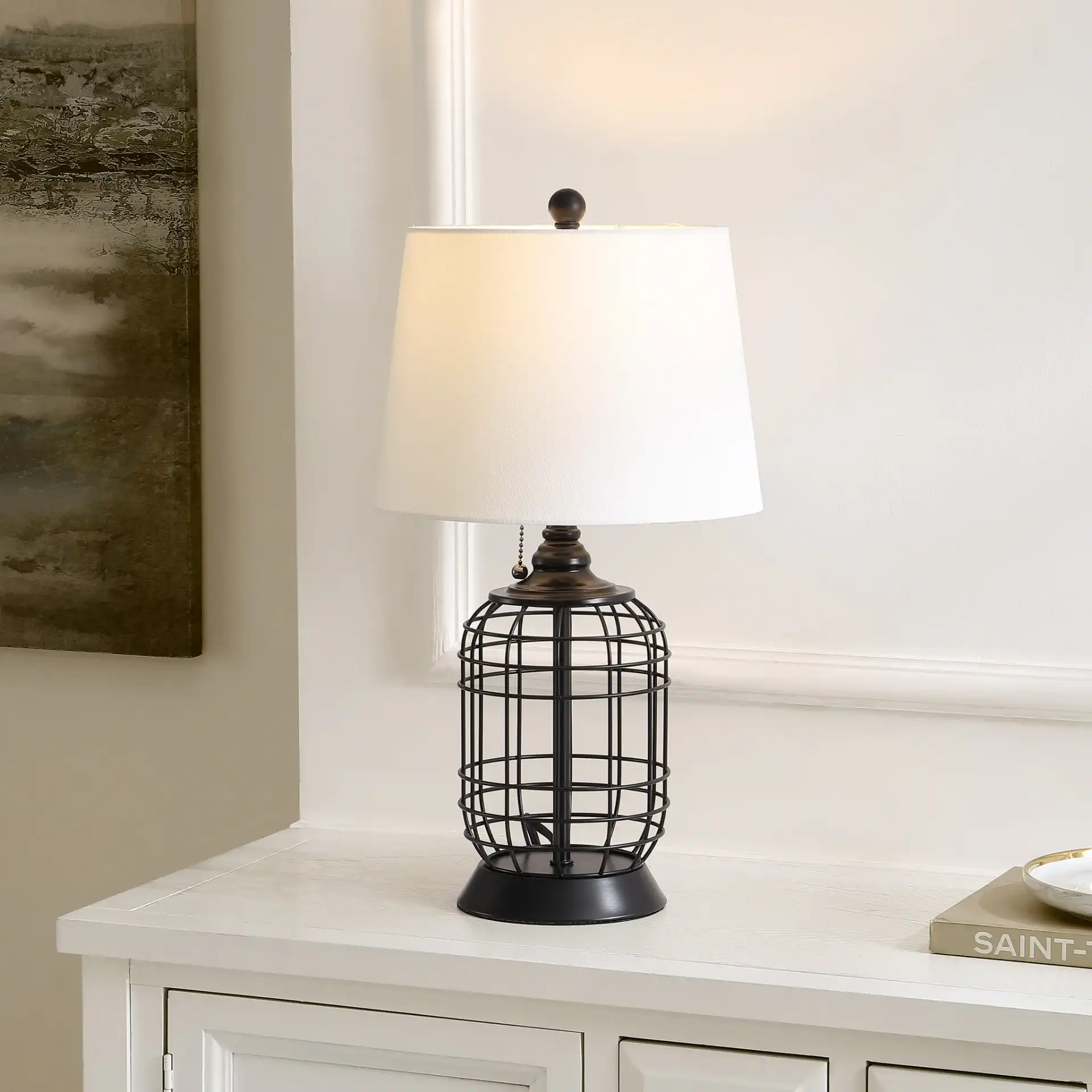 Pryce Table Lamp in Black in a styled room