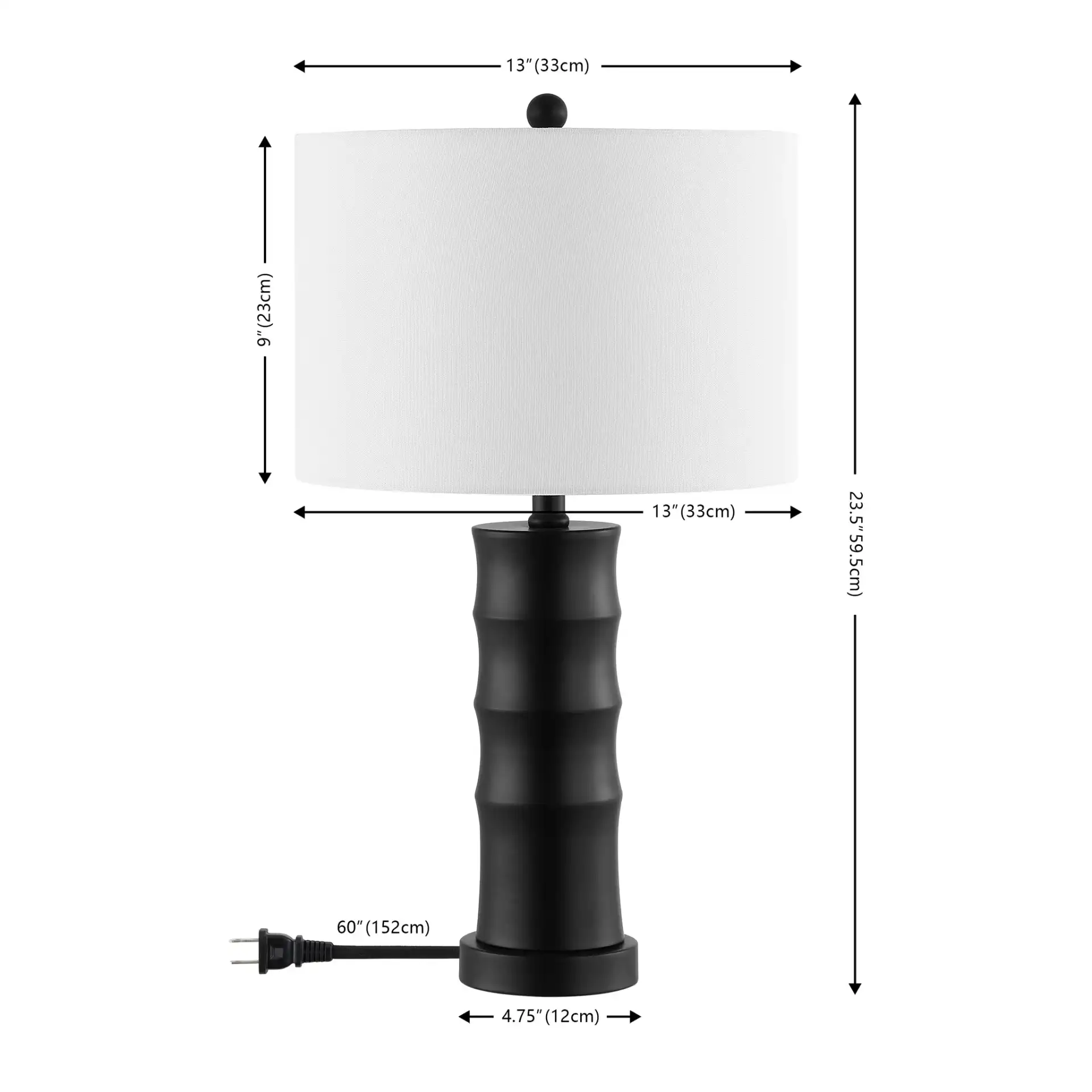 Zamora Table Lamp in Black, detail view