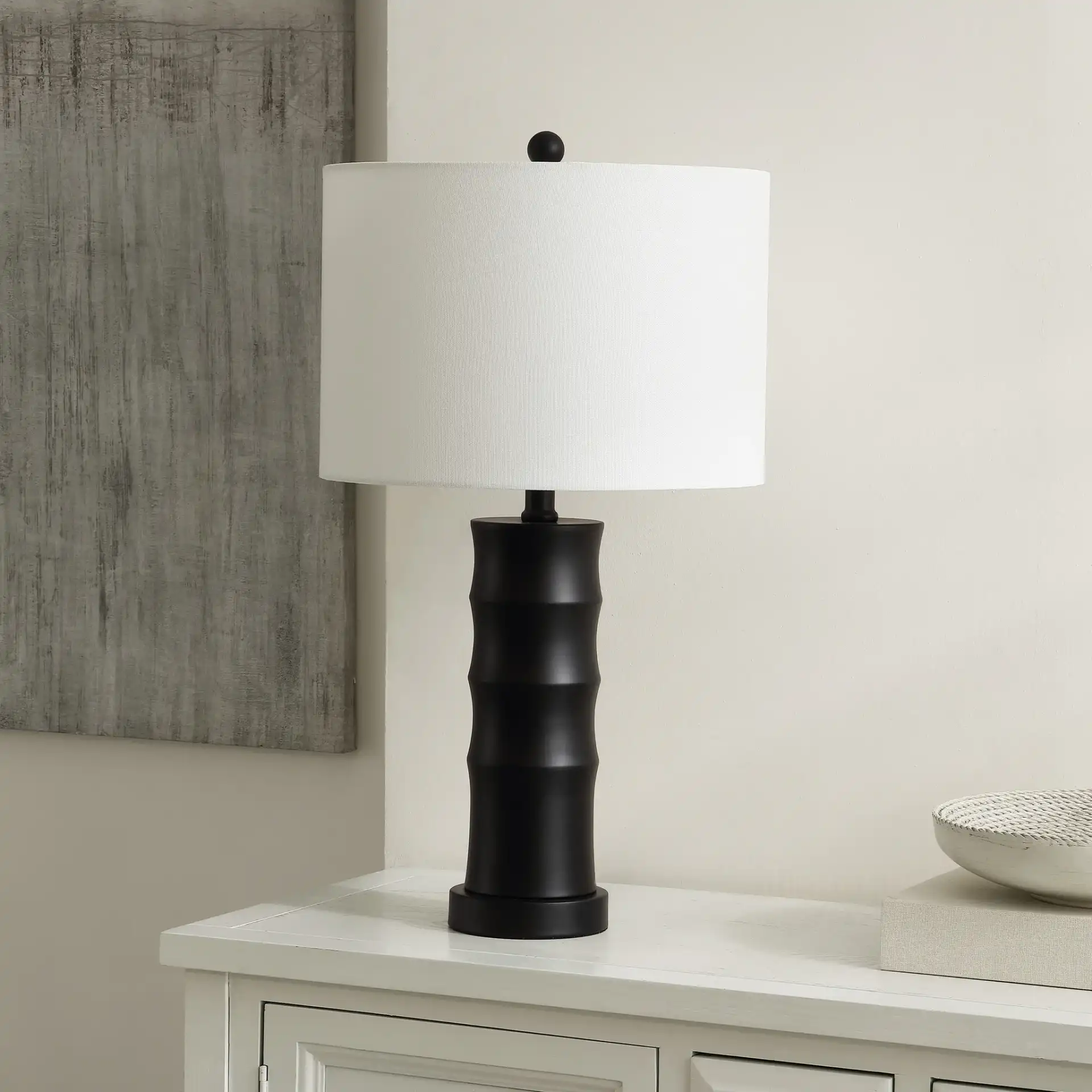 Zamora Table Lamp in Black in a styled room