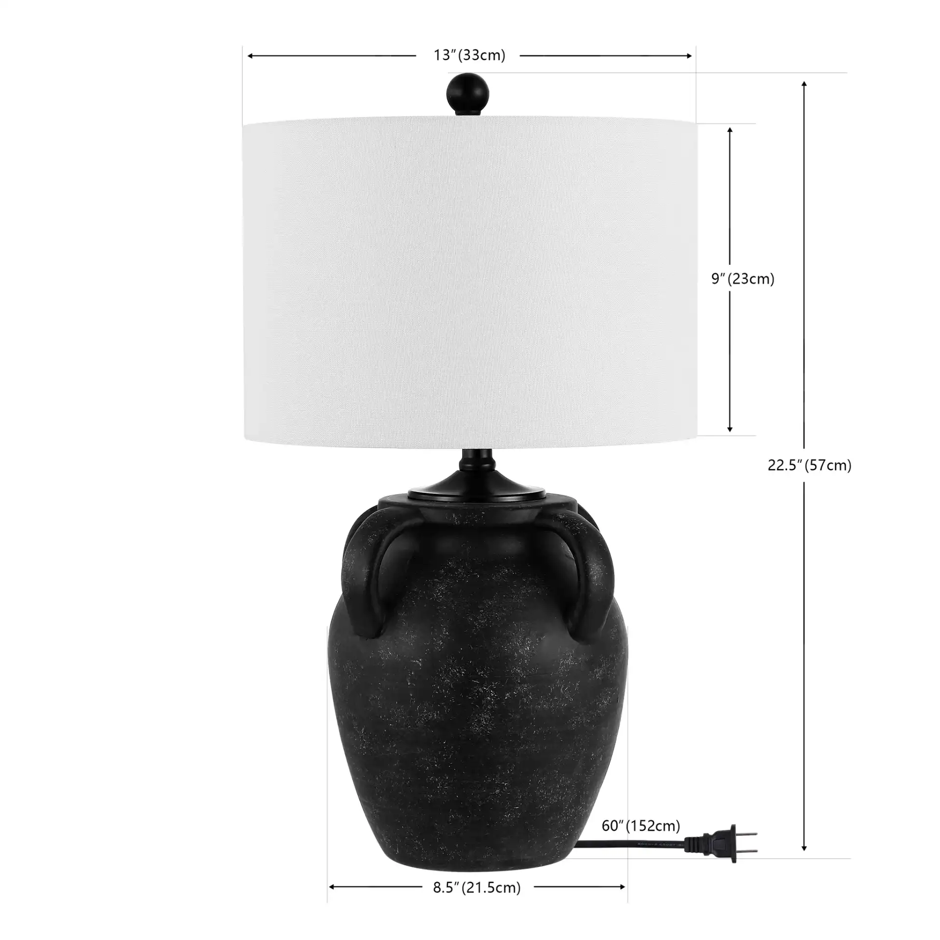 Rhynne Table Lamp in Black, detail view