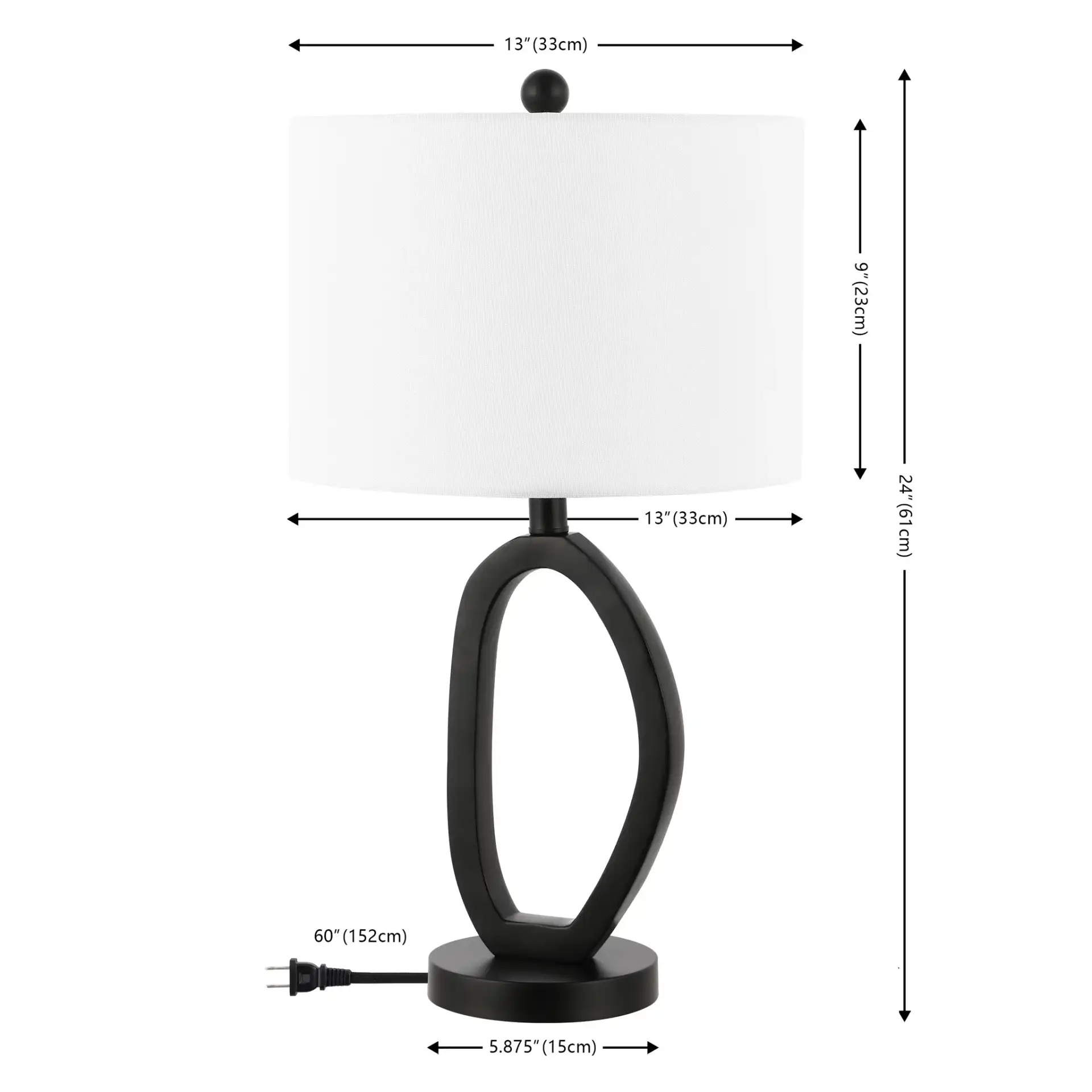 Verne Table Lamp in Black, detail view
