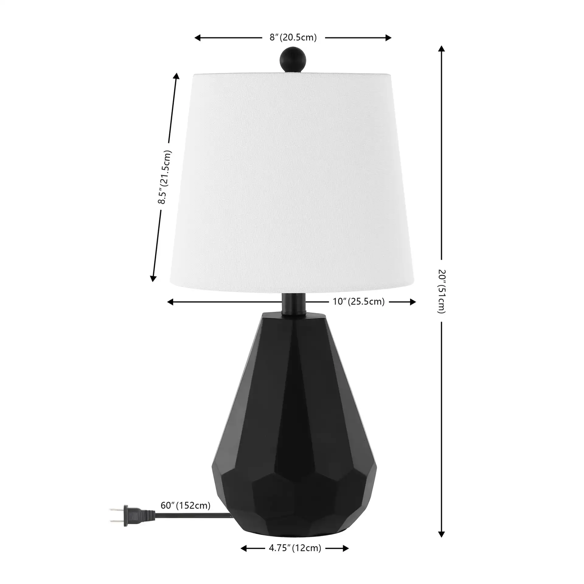 Seira Table Lamp in Black, detail view