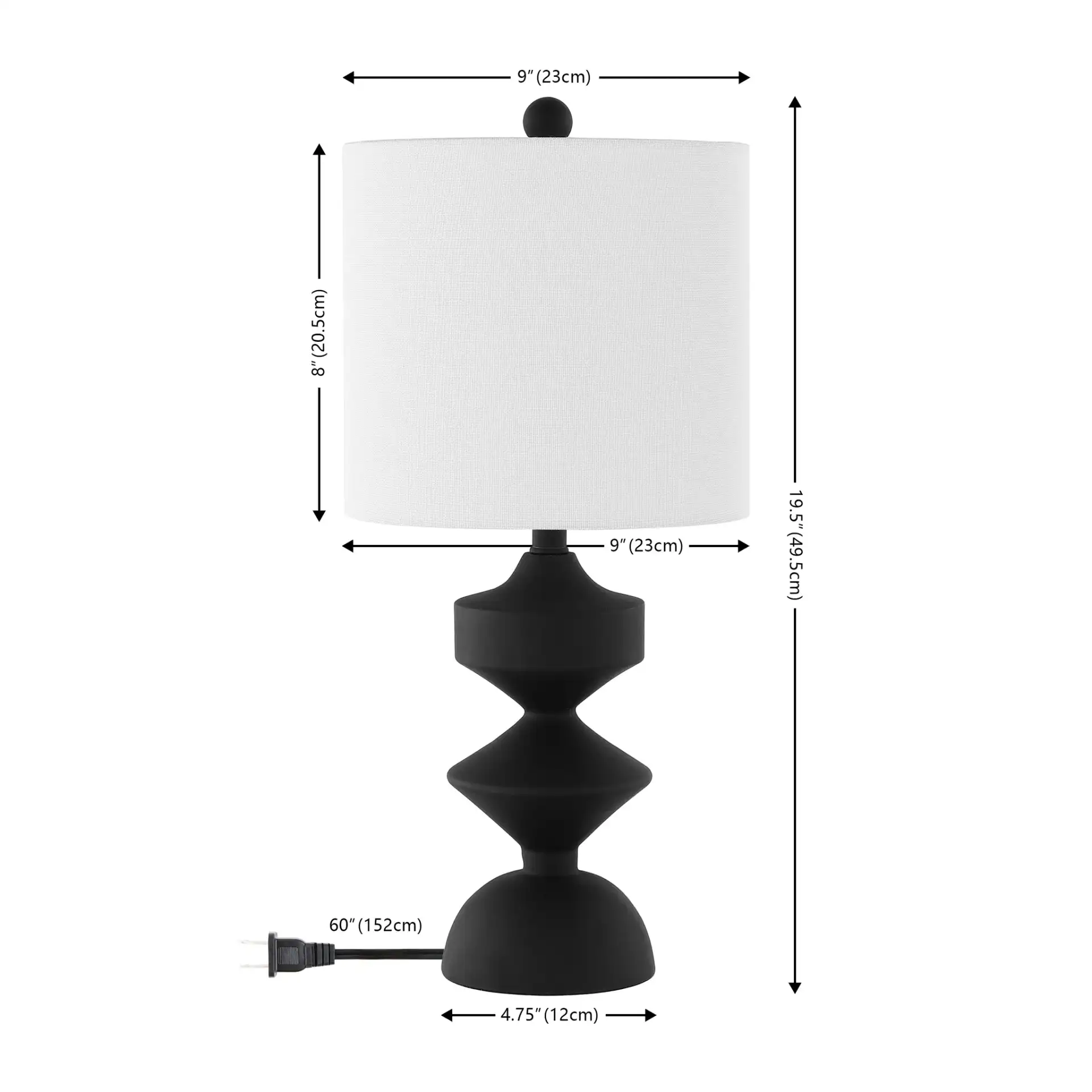 Riza Table Lamp in Black, detail view