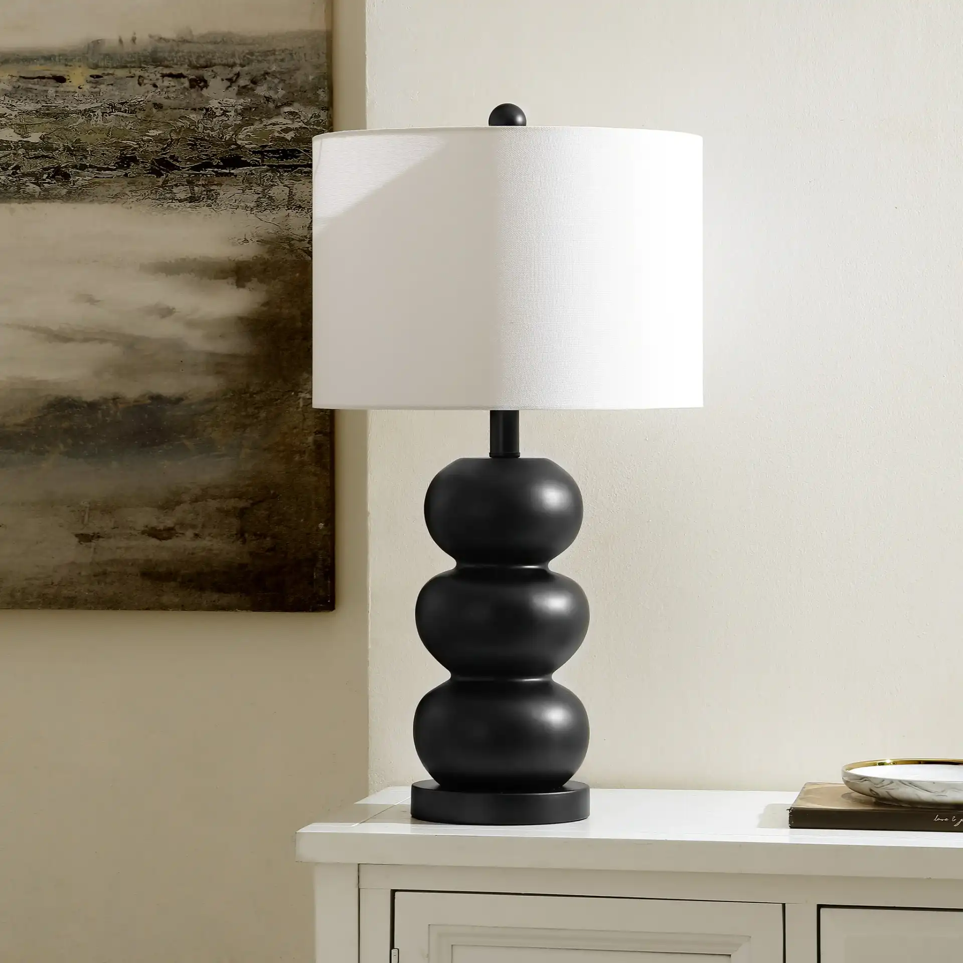 Ioanna Table Lamp in Black in a styled room