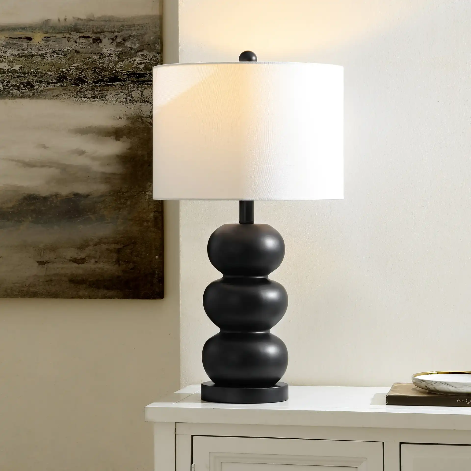 Ioanna Table Lamp in Black in a styled room