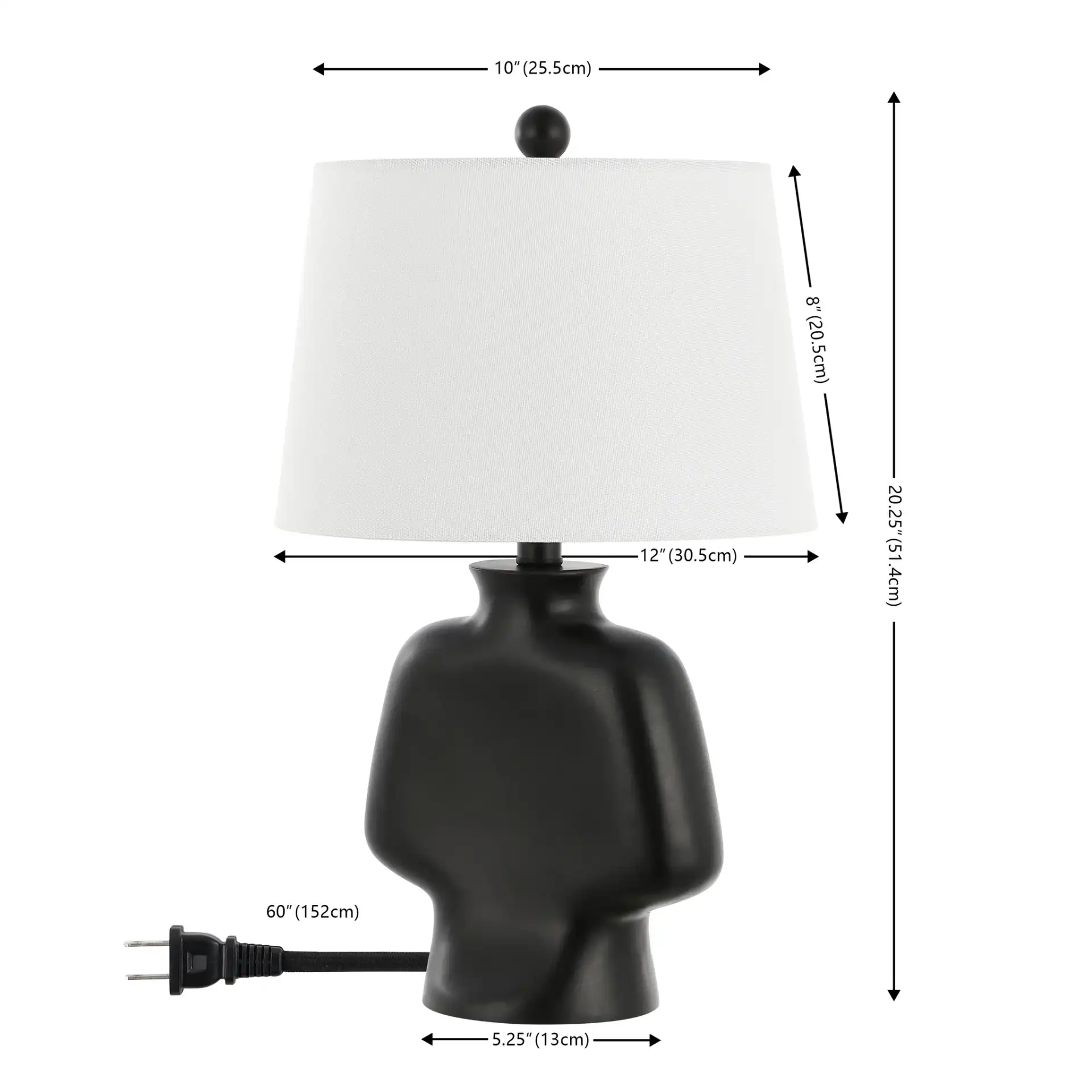 Johari Table Lamp in Black, detail view