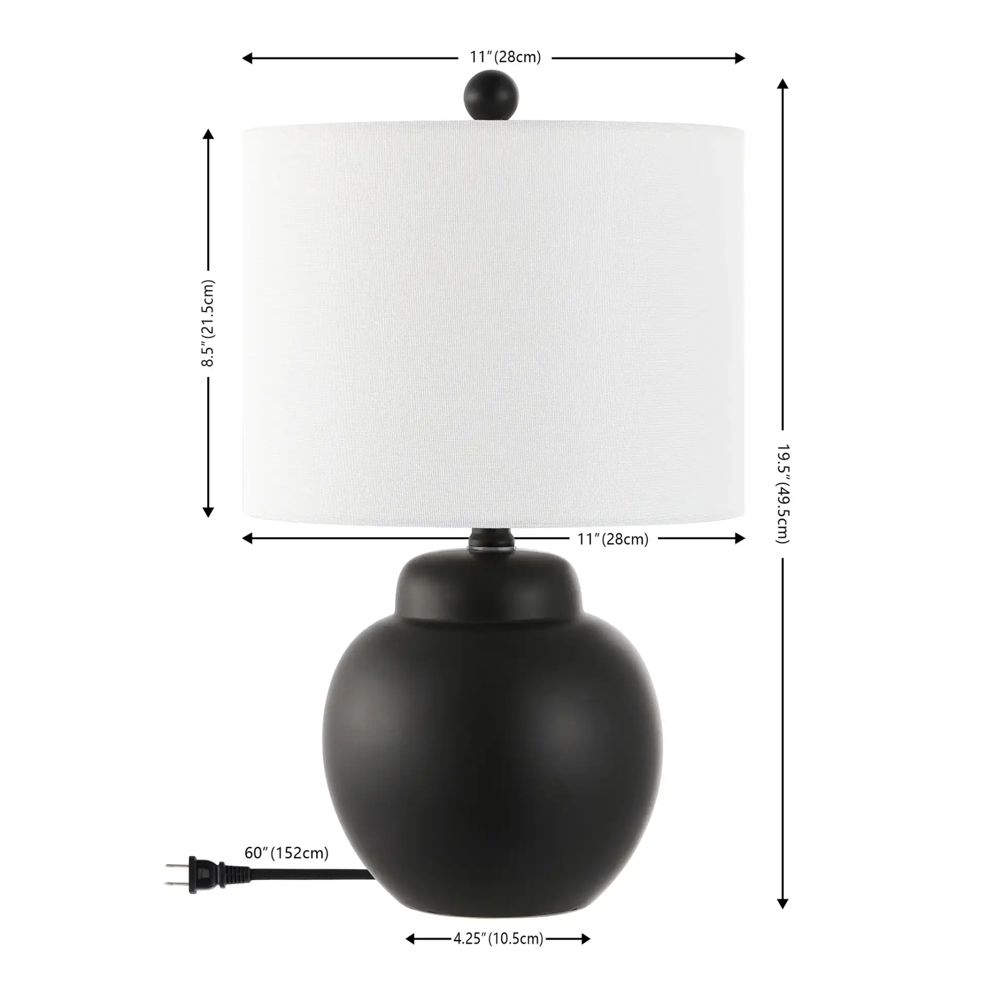 Roux Table Lamp in Black, detail view