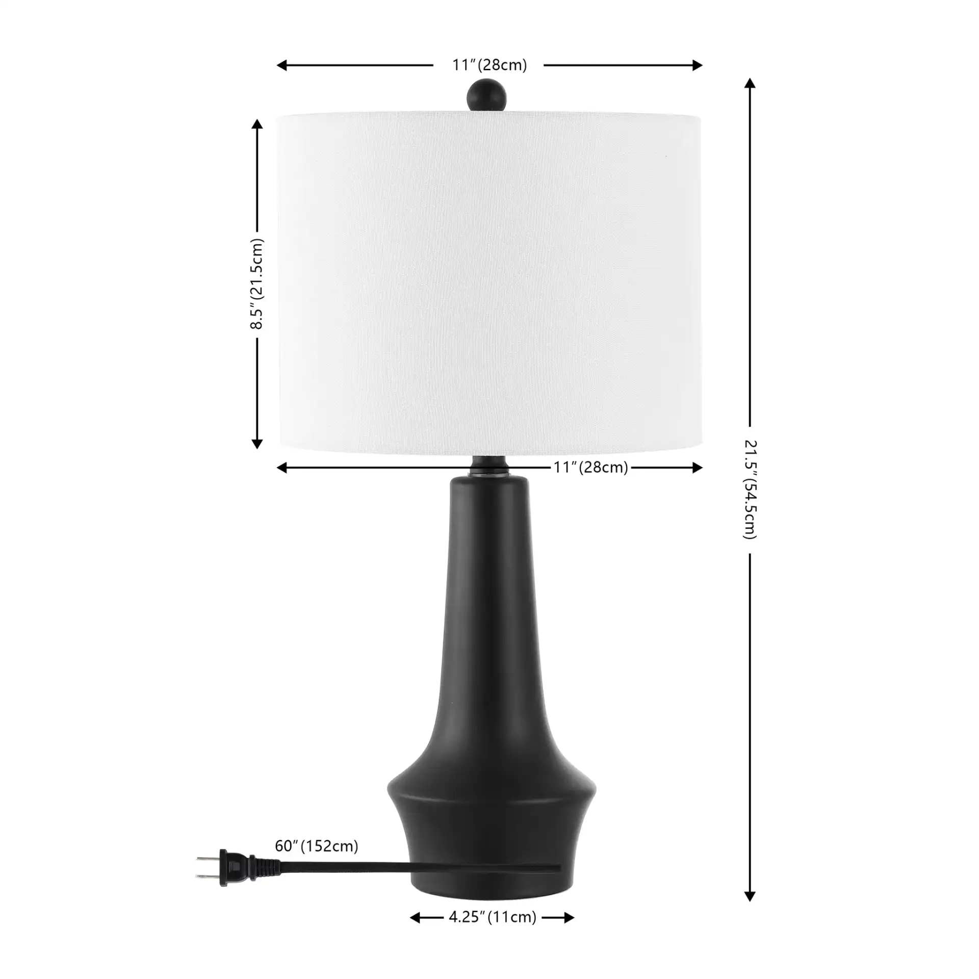 Solyn Table Lamp in Black, detail view