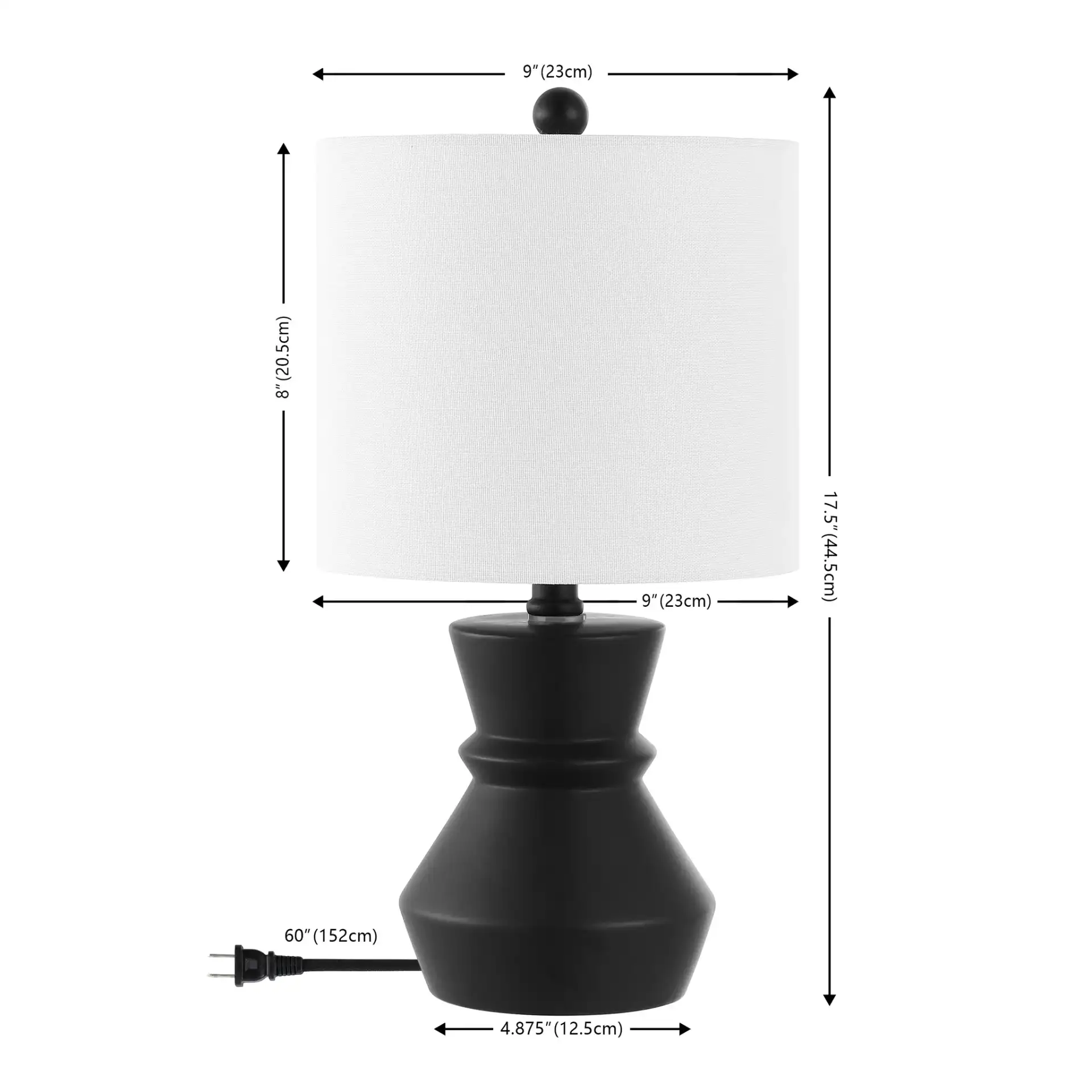 Roslyn Table Lamp in Black, detail view