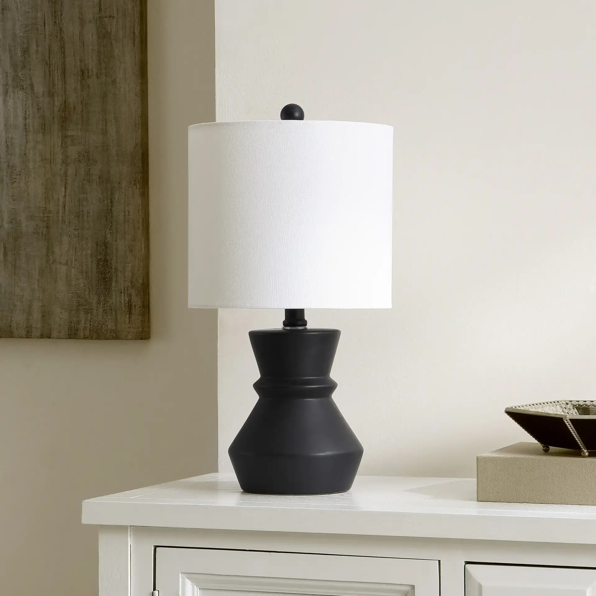 Roslyn Table Lamp in Black in a styled room
