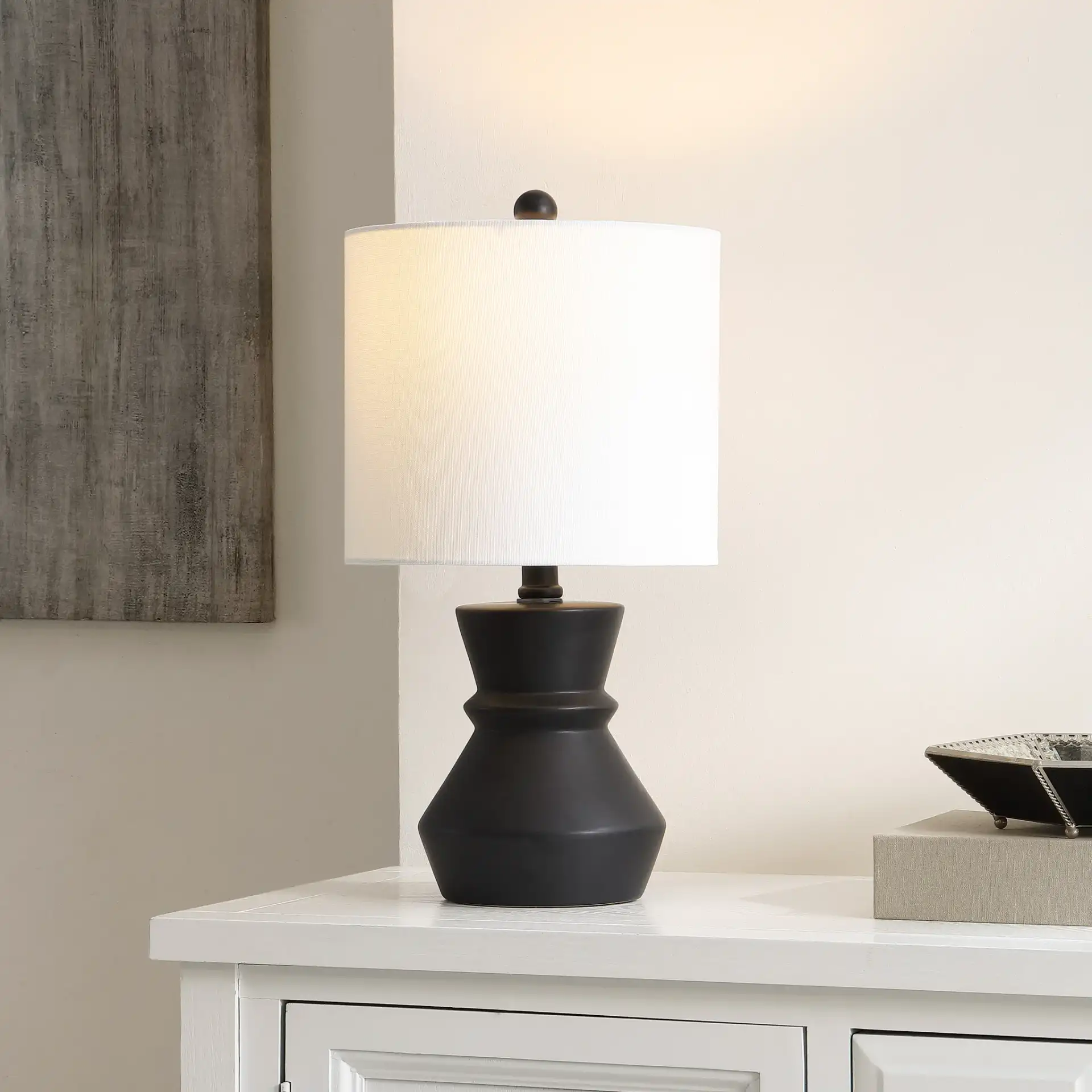 Roslyn Table Lamp in Black in a styled room