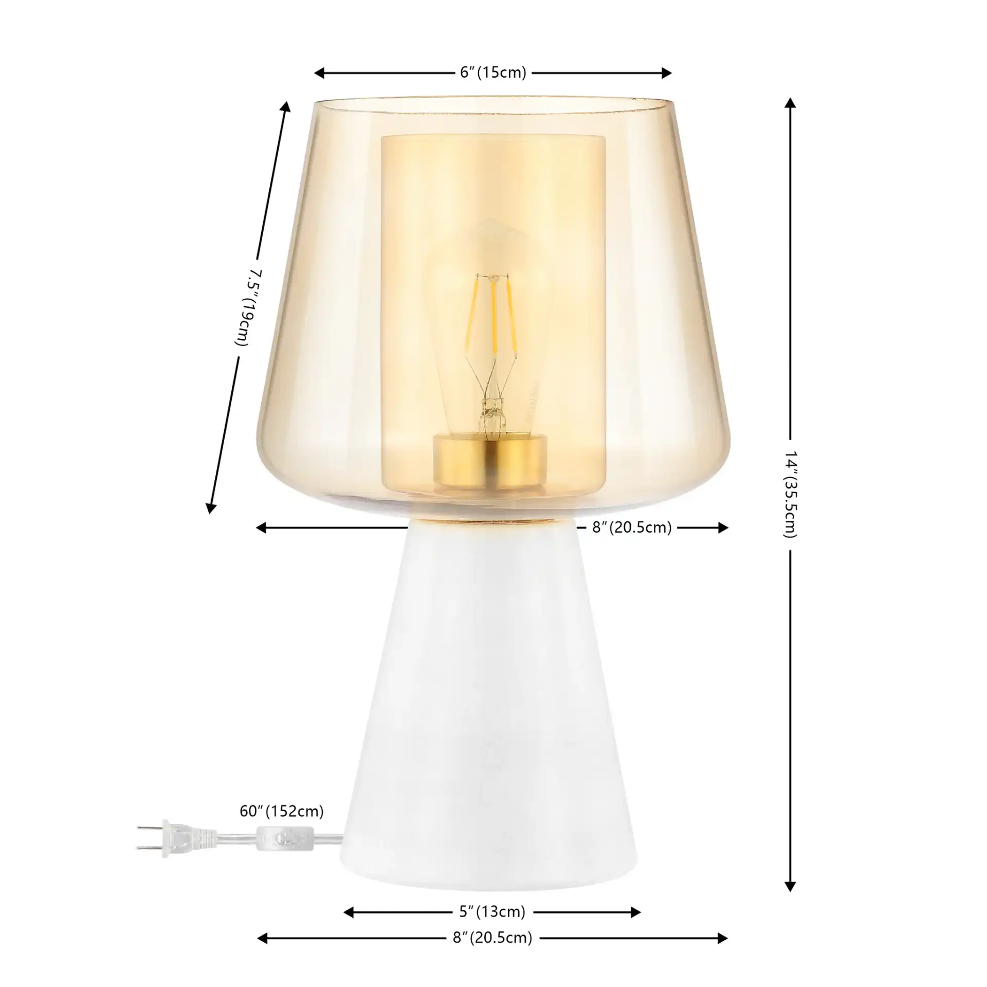 Soraya Table Lamp in Amber / White, detail view
