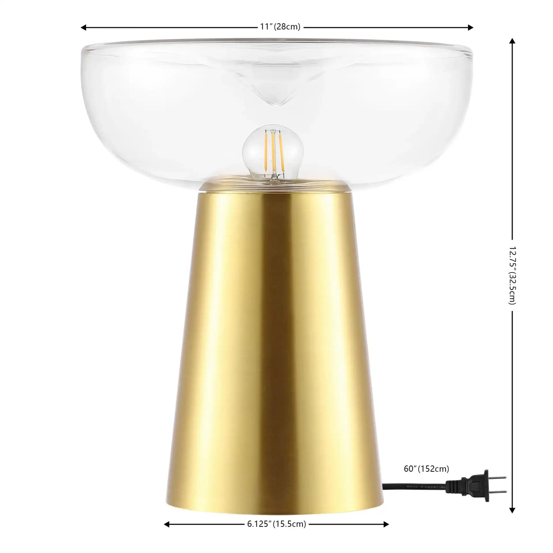 Vassar Table Lamp in Brass / Clear, detail view