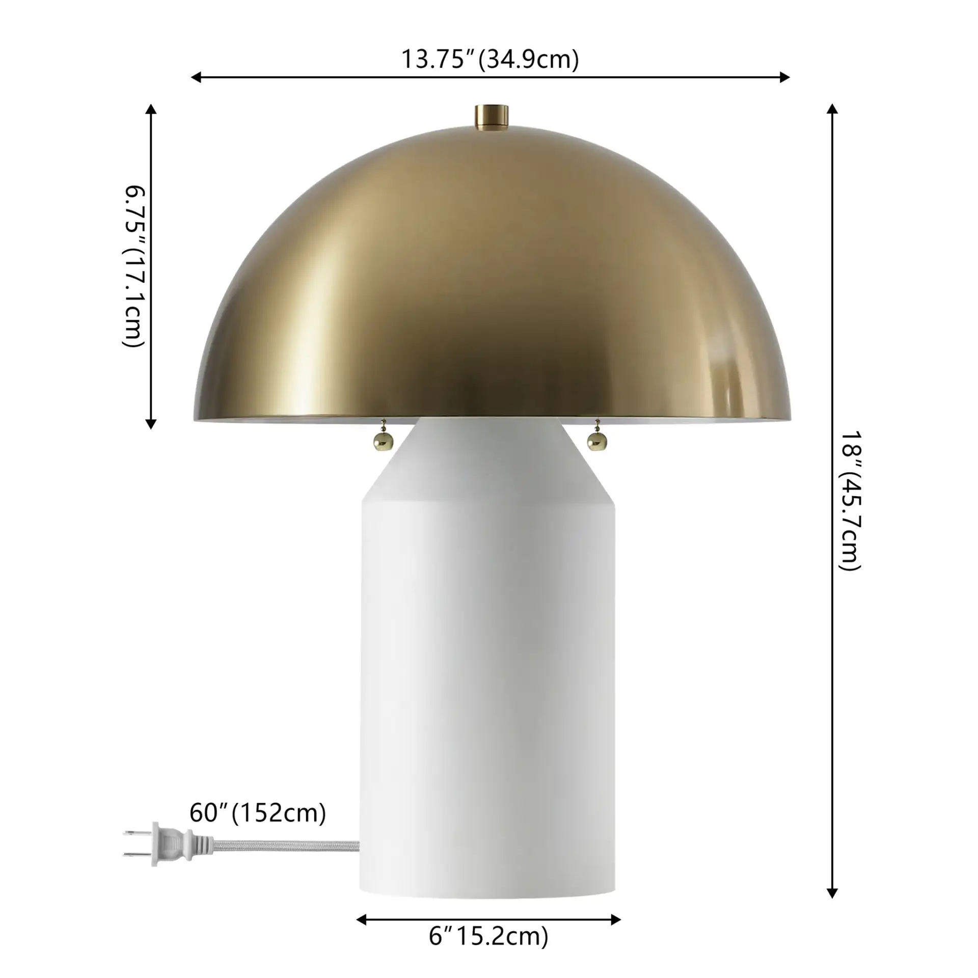 Jove Table Lamp in Brass Gold / White, detail view