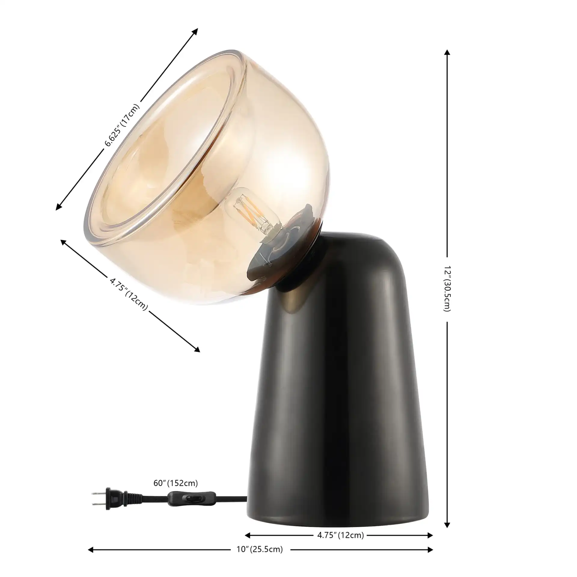 Omara Table Lamp in Amber / Black Marble, detail view