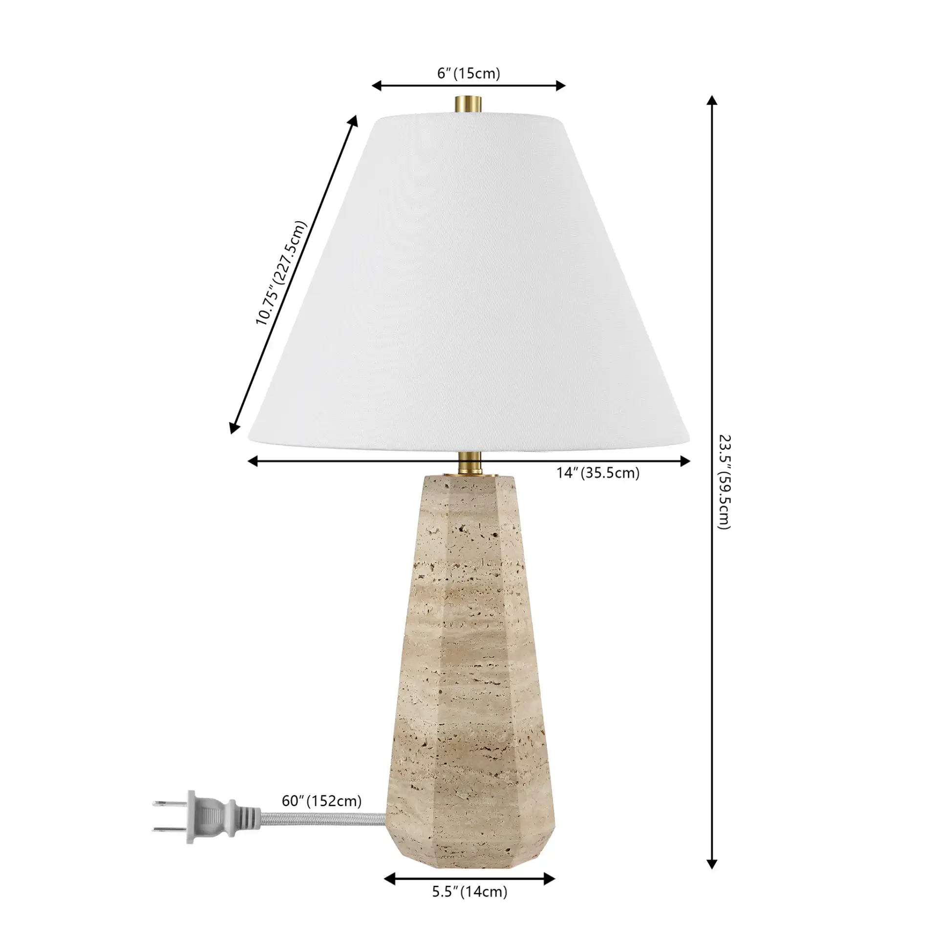Calla Table Lamp in Beige, detail view