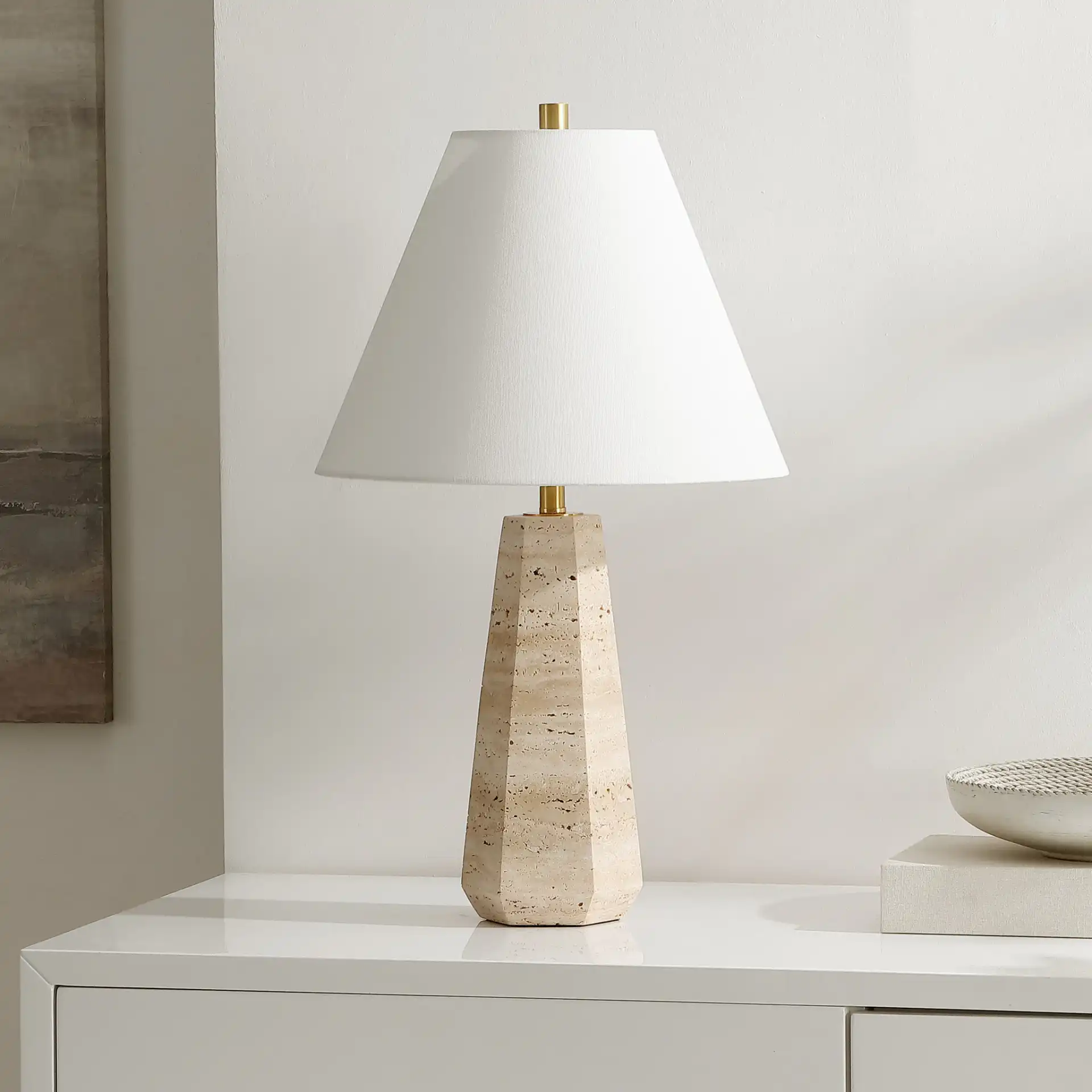 Calla Table Lamp in Beige in a styled room