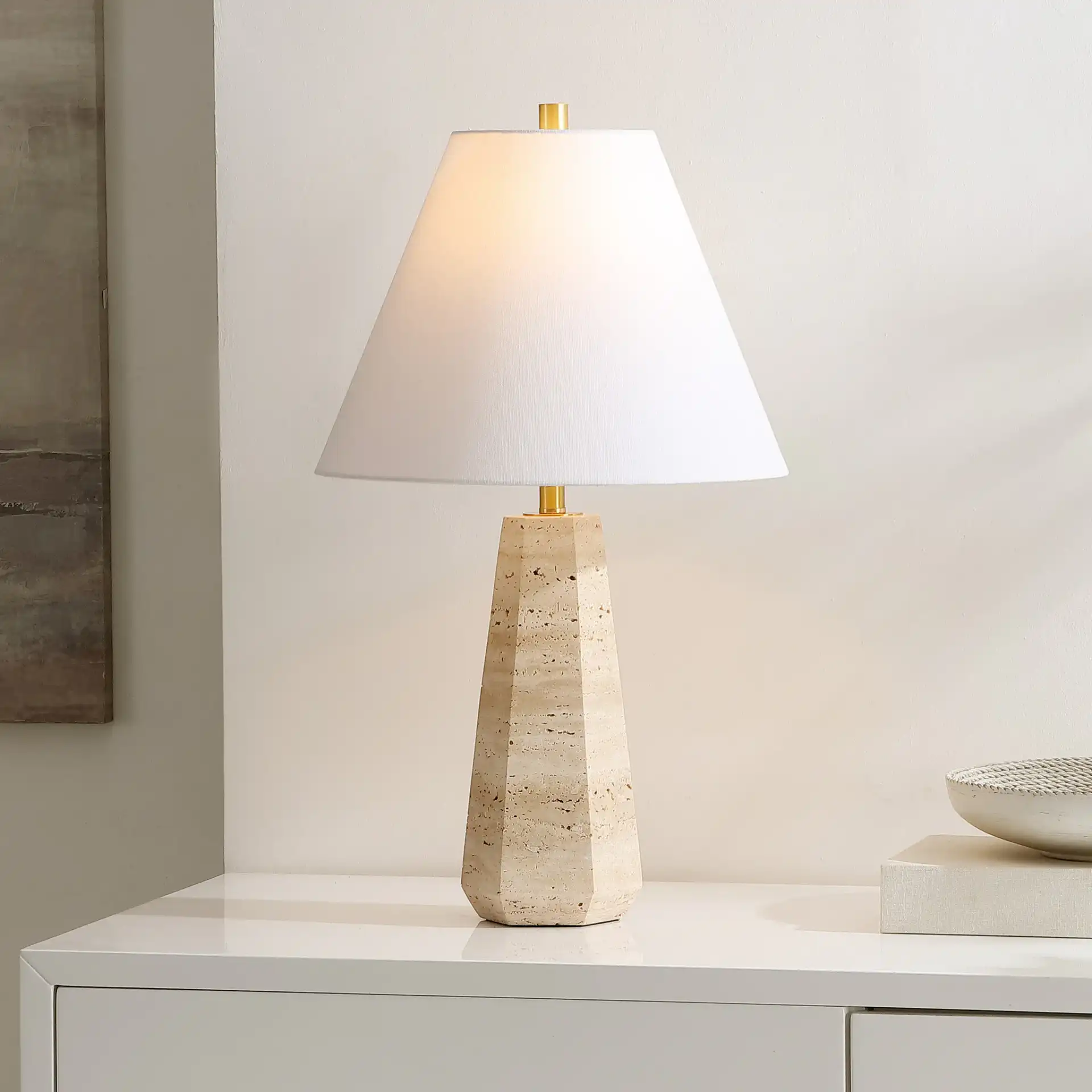 Calla Table Lamp in Beige in a styled room