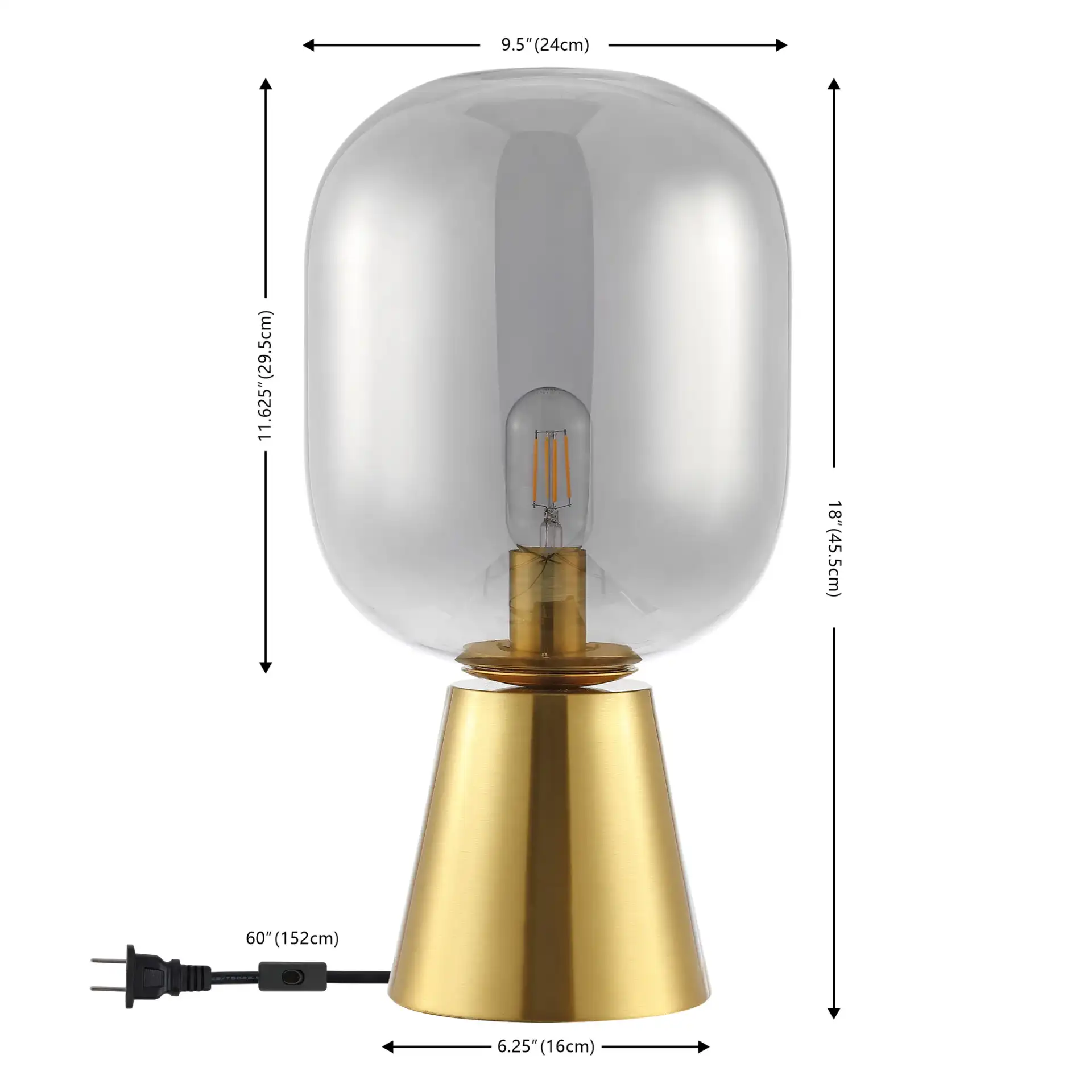 Rain Table Lamp in Smoke Gray / Brass, detail view