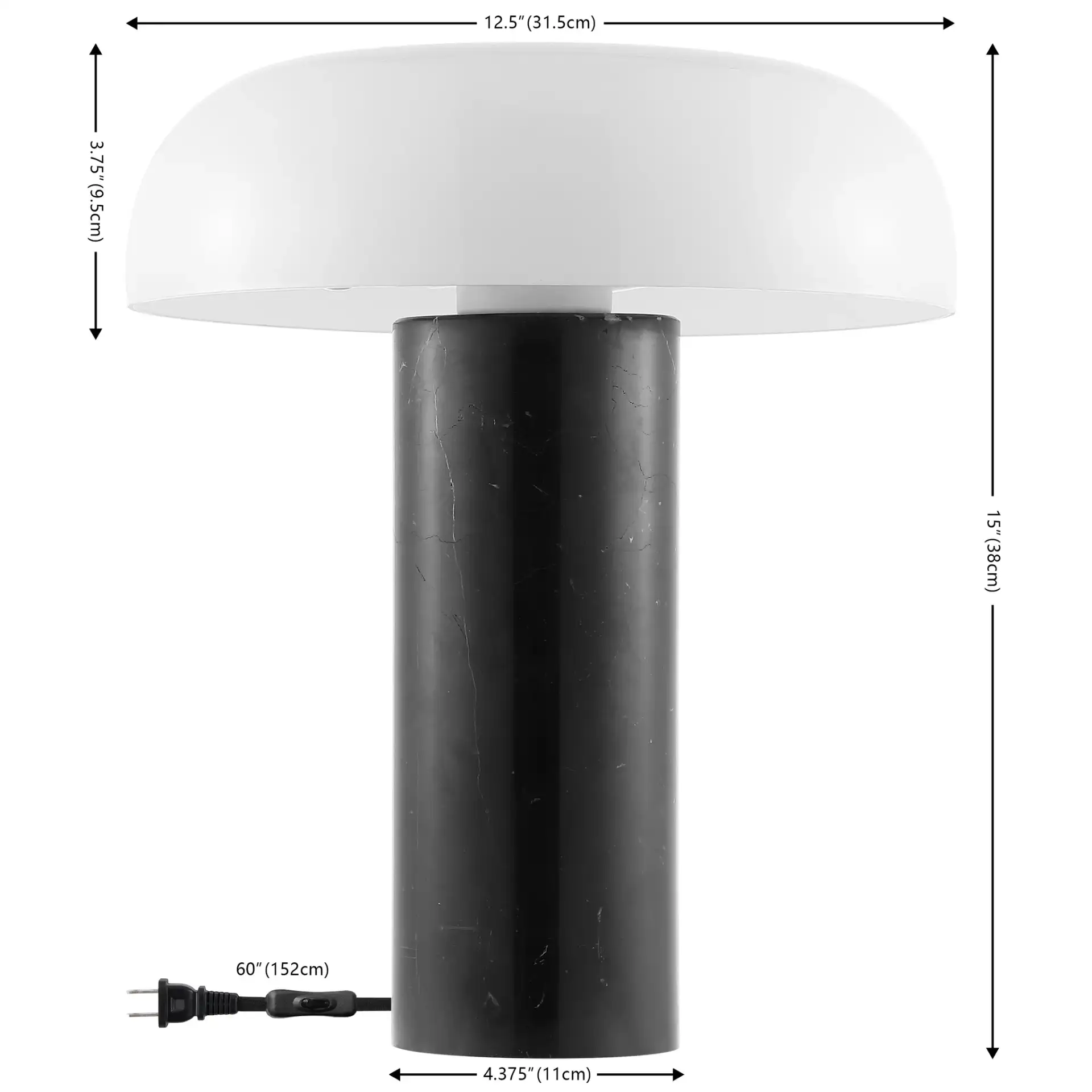 Reiss Table Lamp in Black, detail view