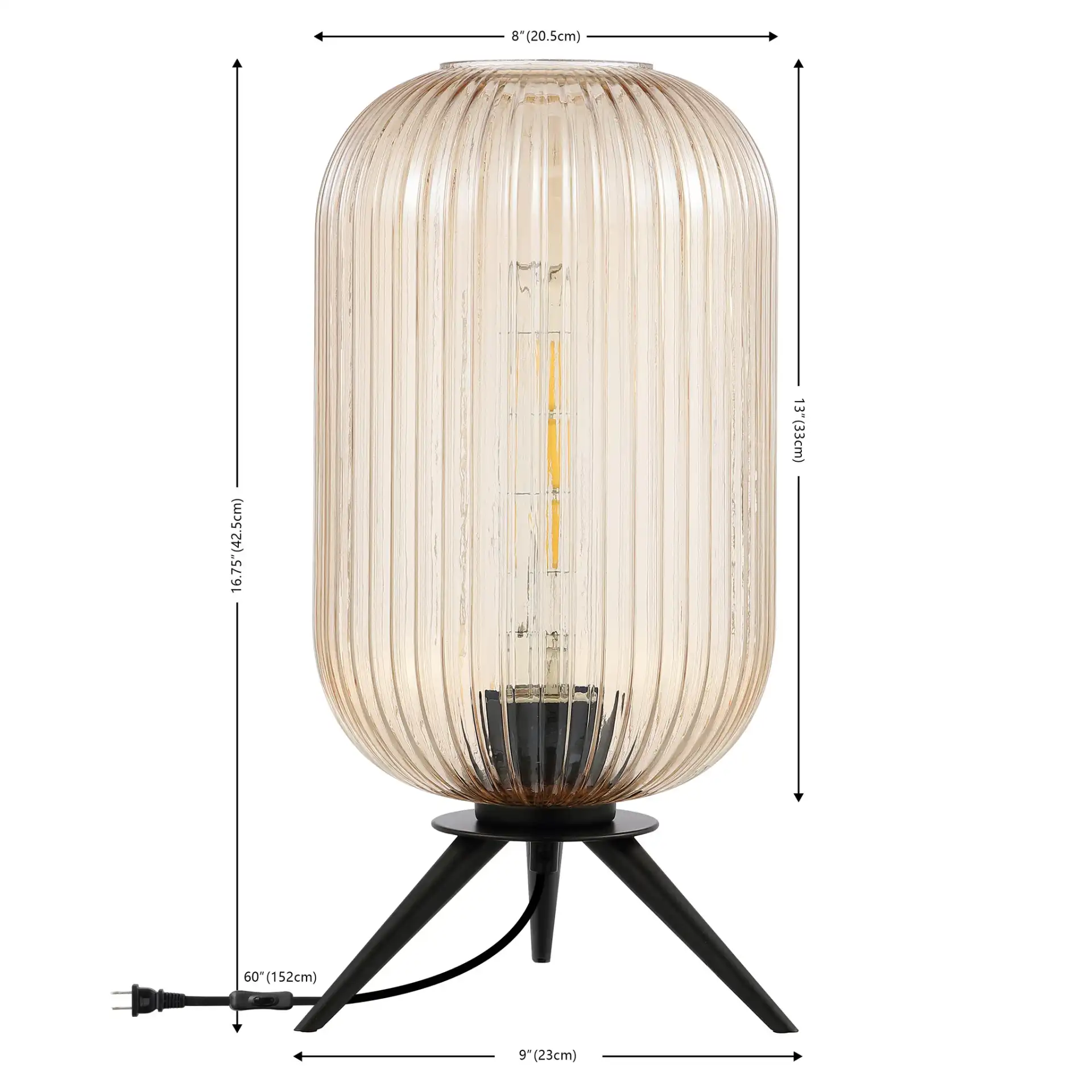 Theiss Table Lamp in Amber / Black, detail view