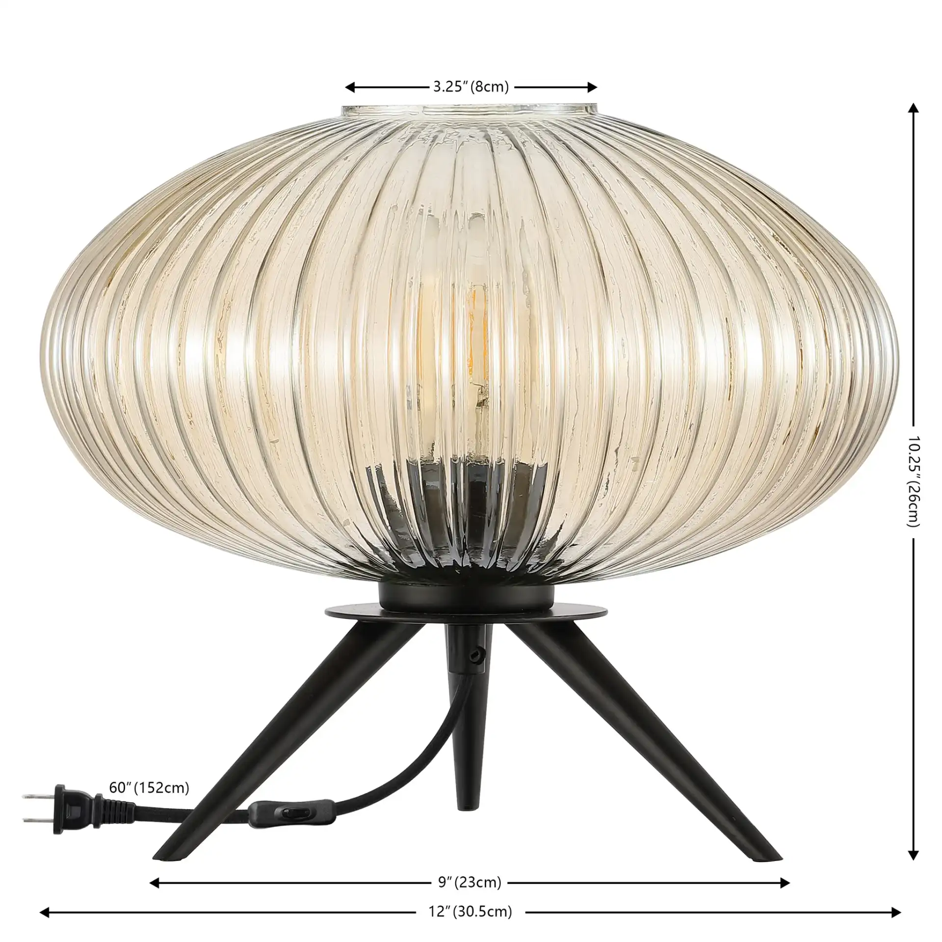 Coehlo Table Lamp in Amber / Black, detail view