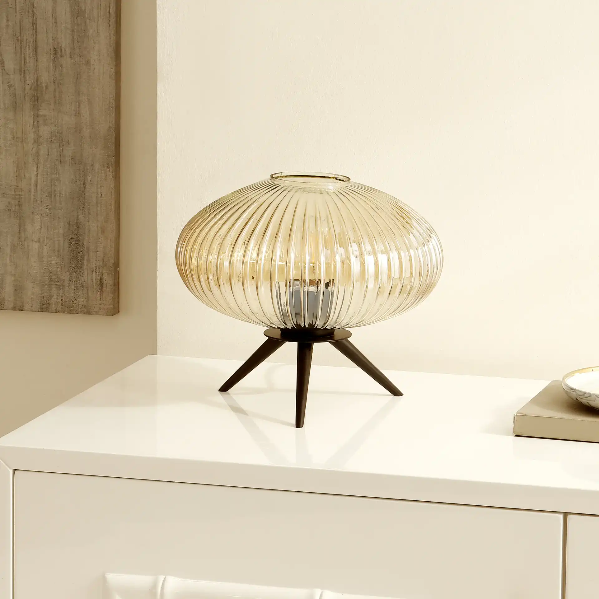 Coehlo Table Lamp in Amber / Black in a styled room