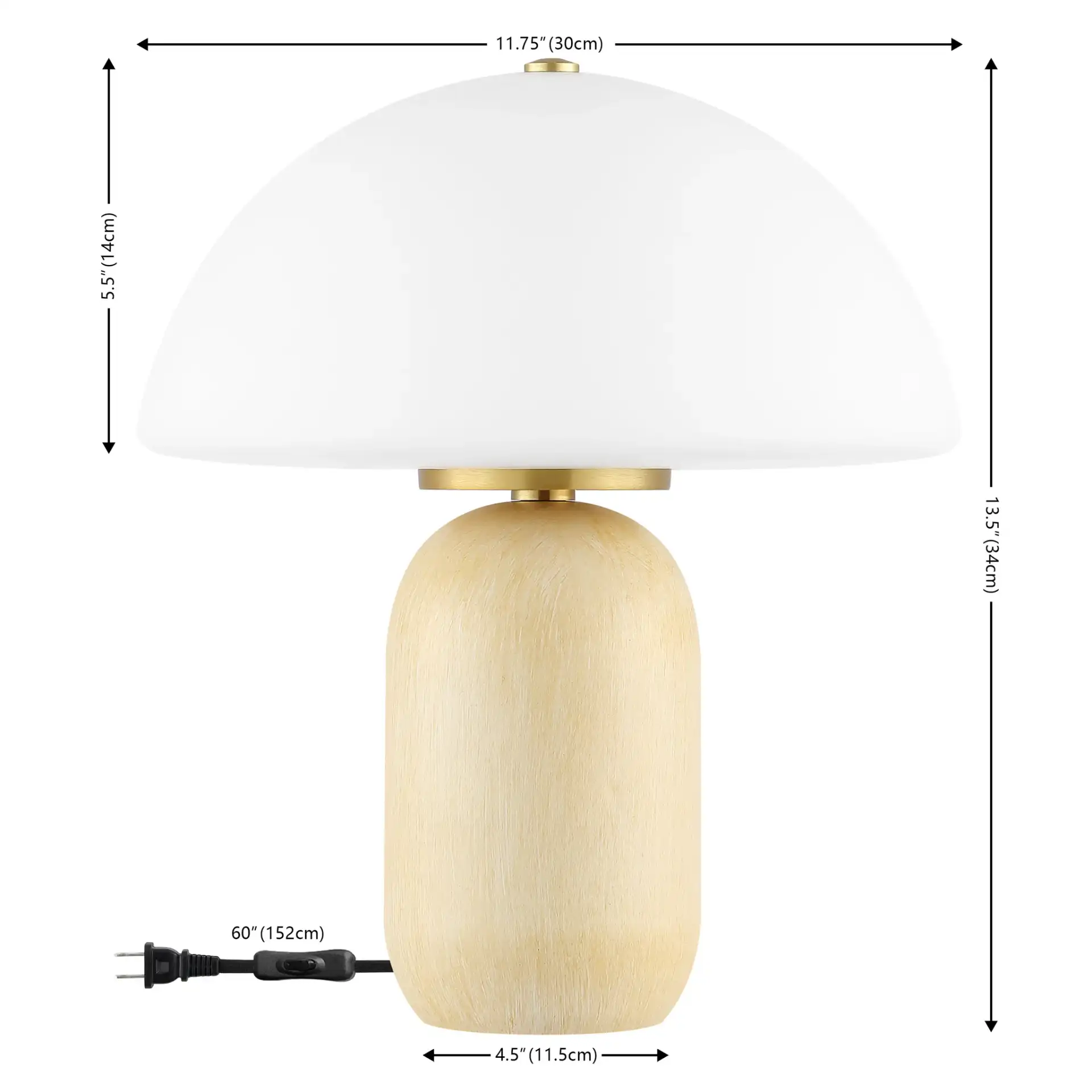 Fabio Table Lamp in Natural / Brass, detail view